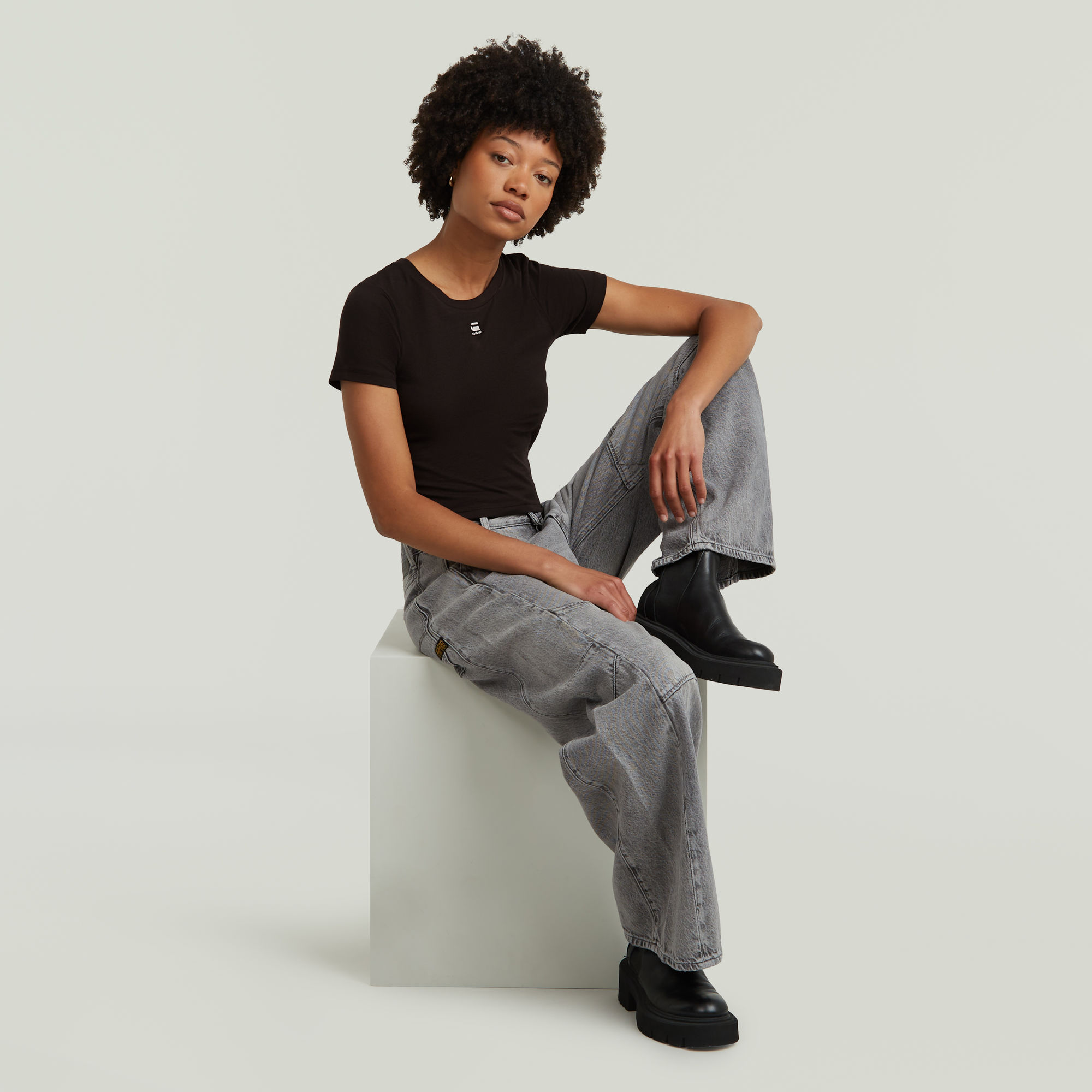 G-Star RAW Cropped Mini Slim Top Zwart Dames