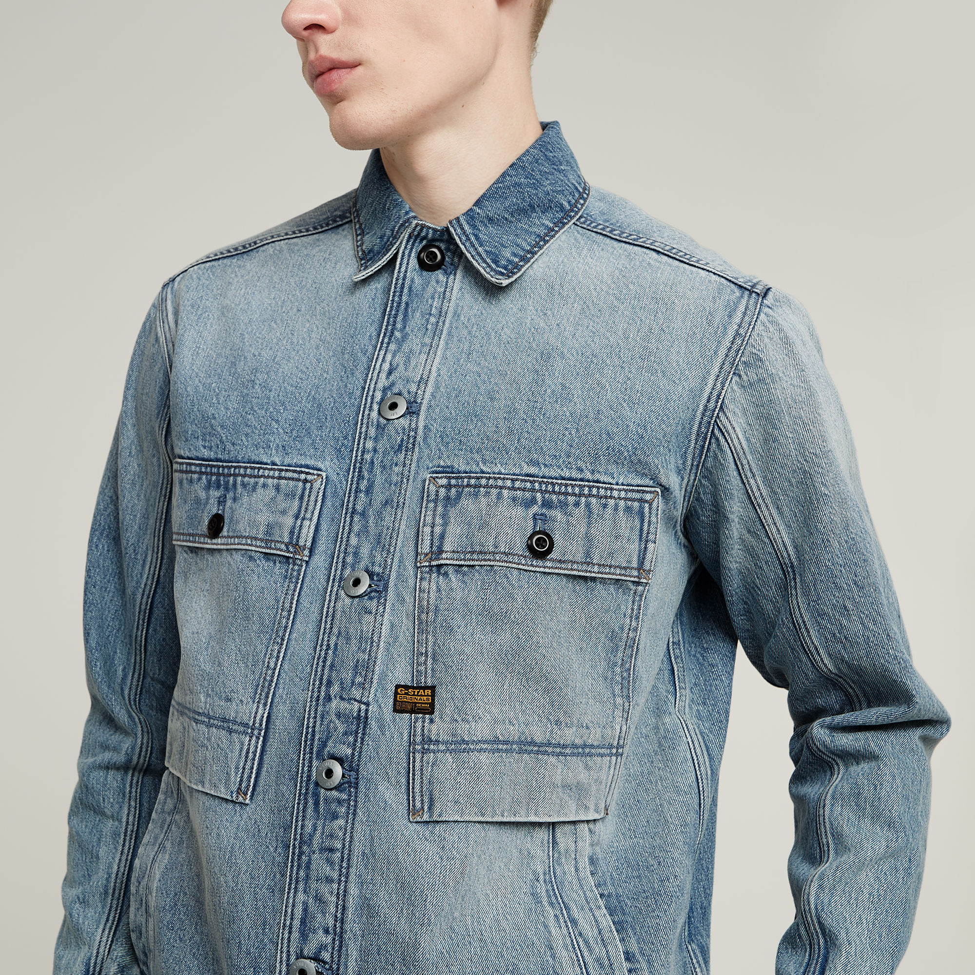 G-Star RAW Mosa Overshirt Lichtblauw Heren