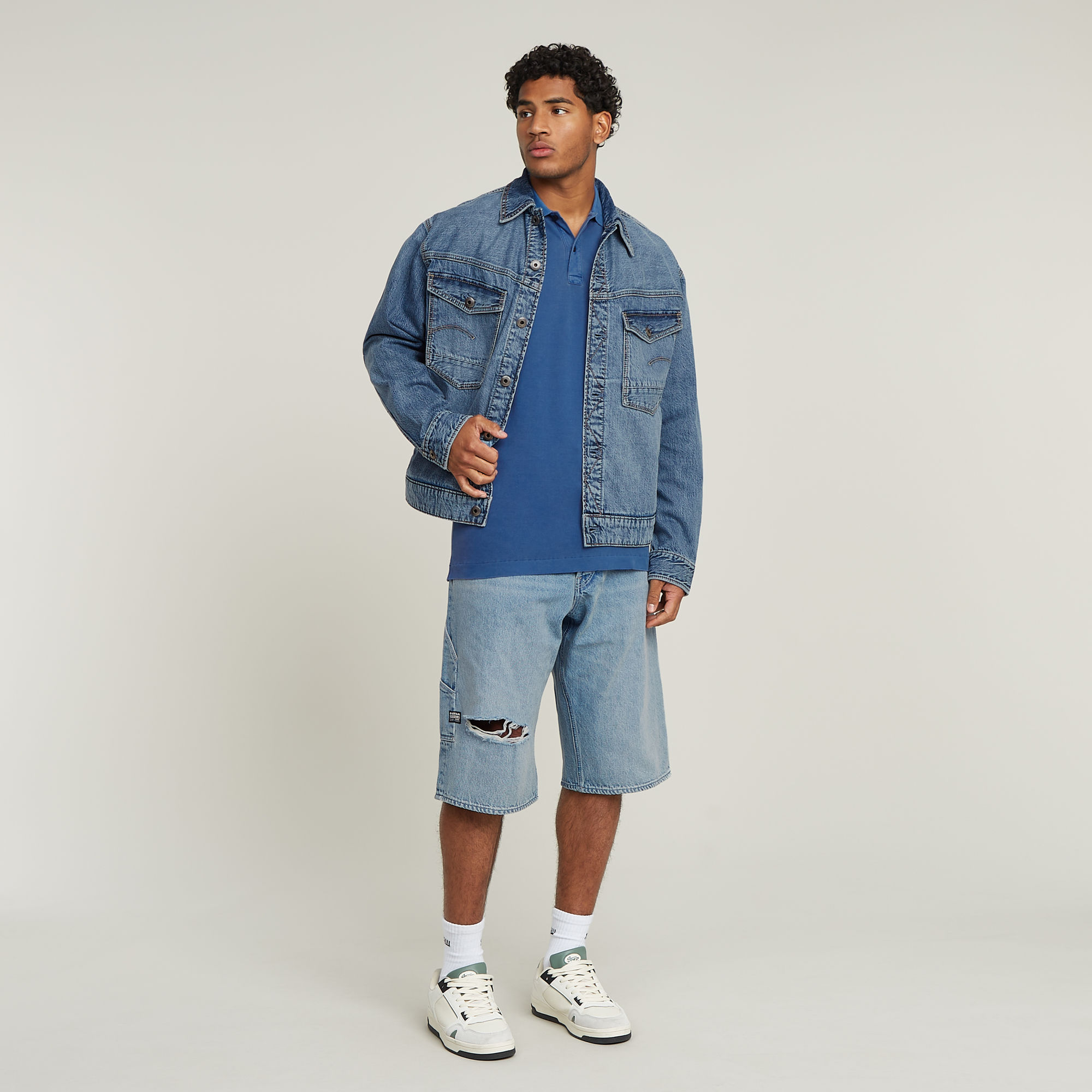 G-Star RAW Dunda Overdyed Slim Polo Midden blauw Heren
