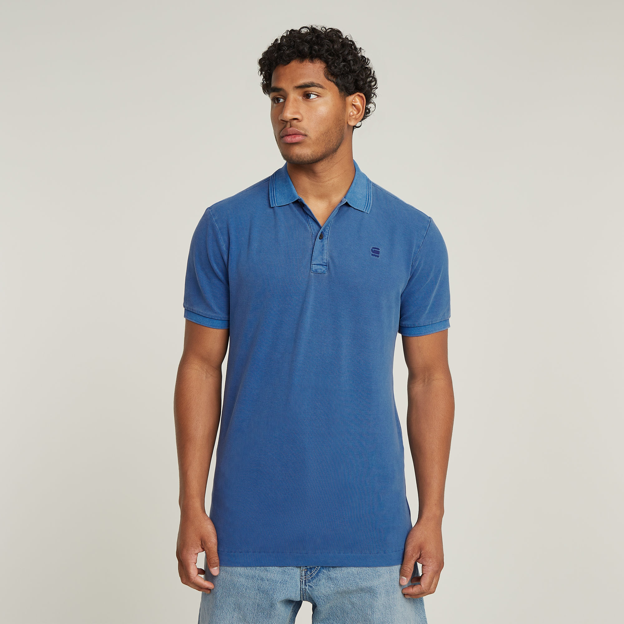 

Dunda Overdyed Slim Polo - Medium blue - Men