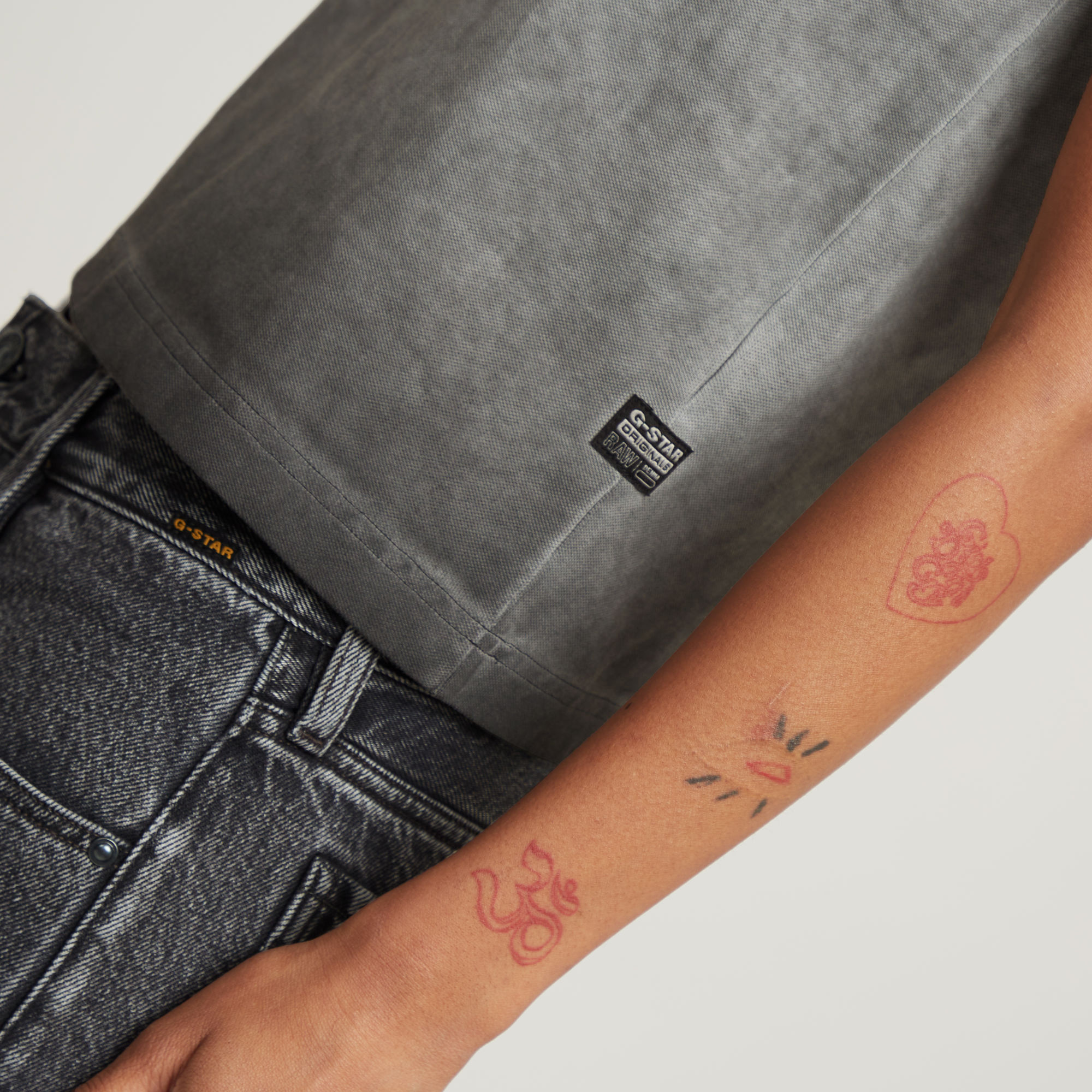 G-Star RAW Overdyed Micro Boxy Top Zwart Dames