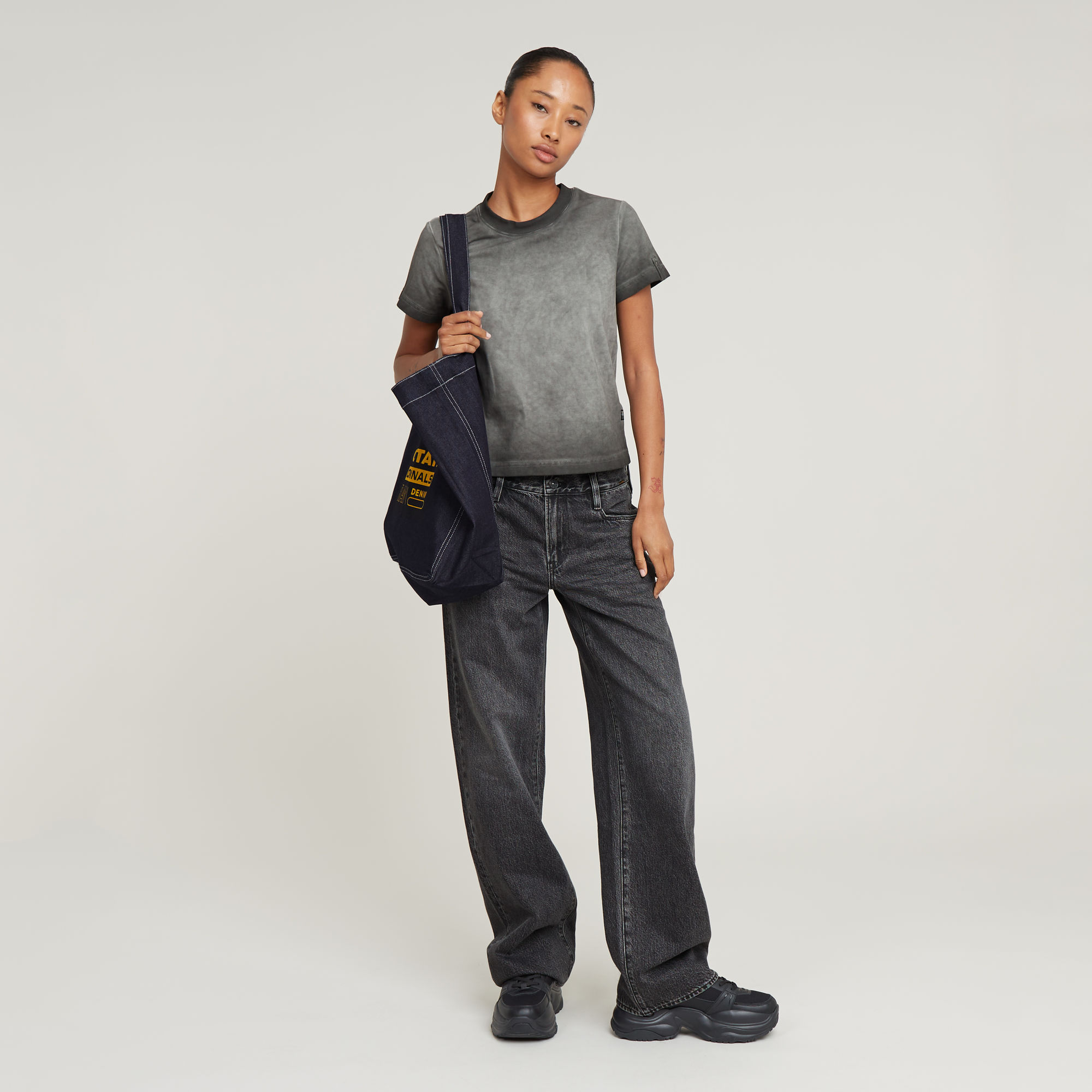 G-Star RAW Overdyed Micro Boxy Top Zwart Dames