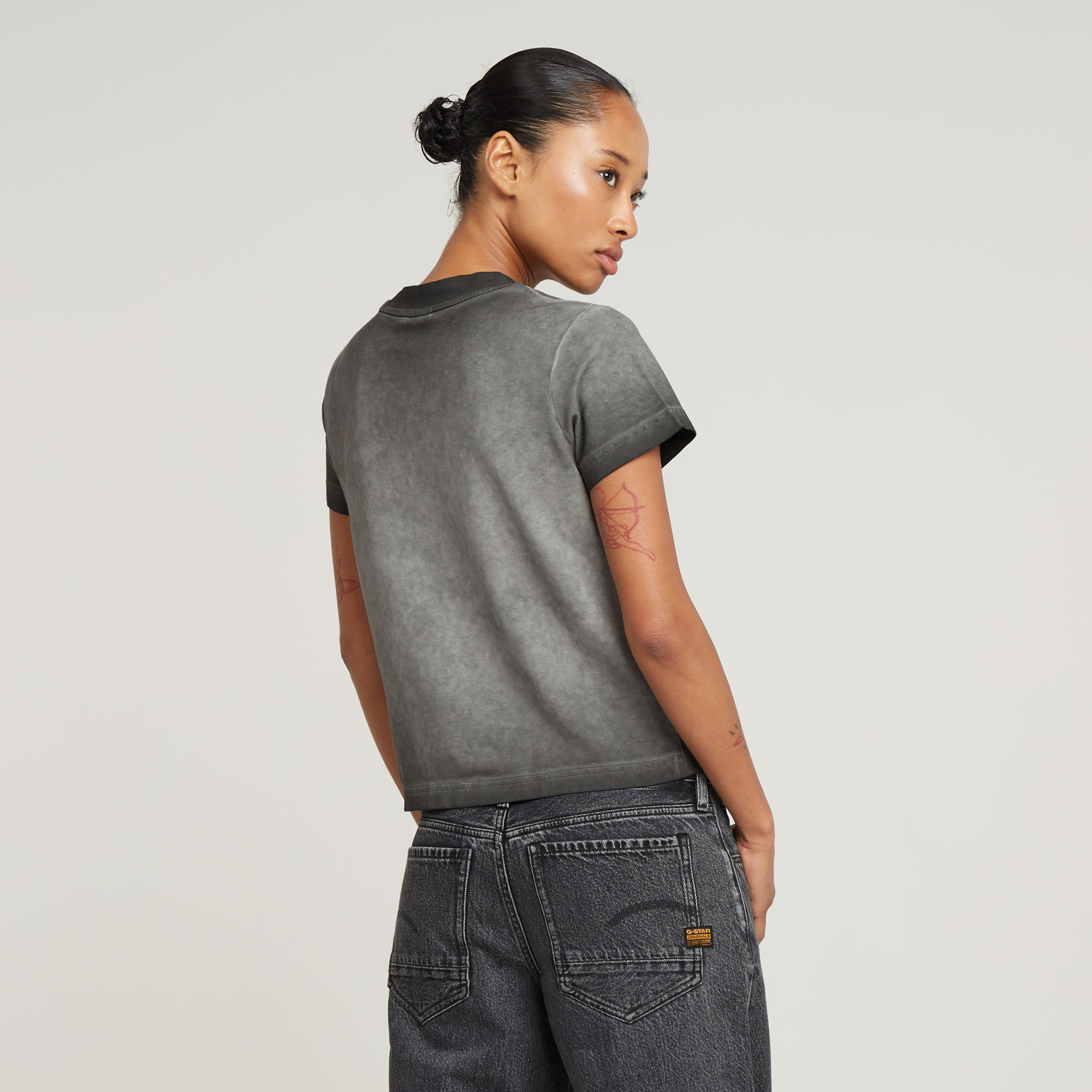 G-Star RAW Overdyed Micro Boxy Top Zwart Dames