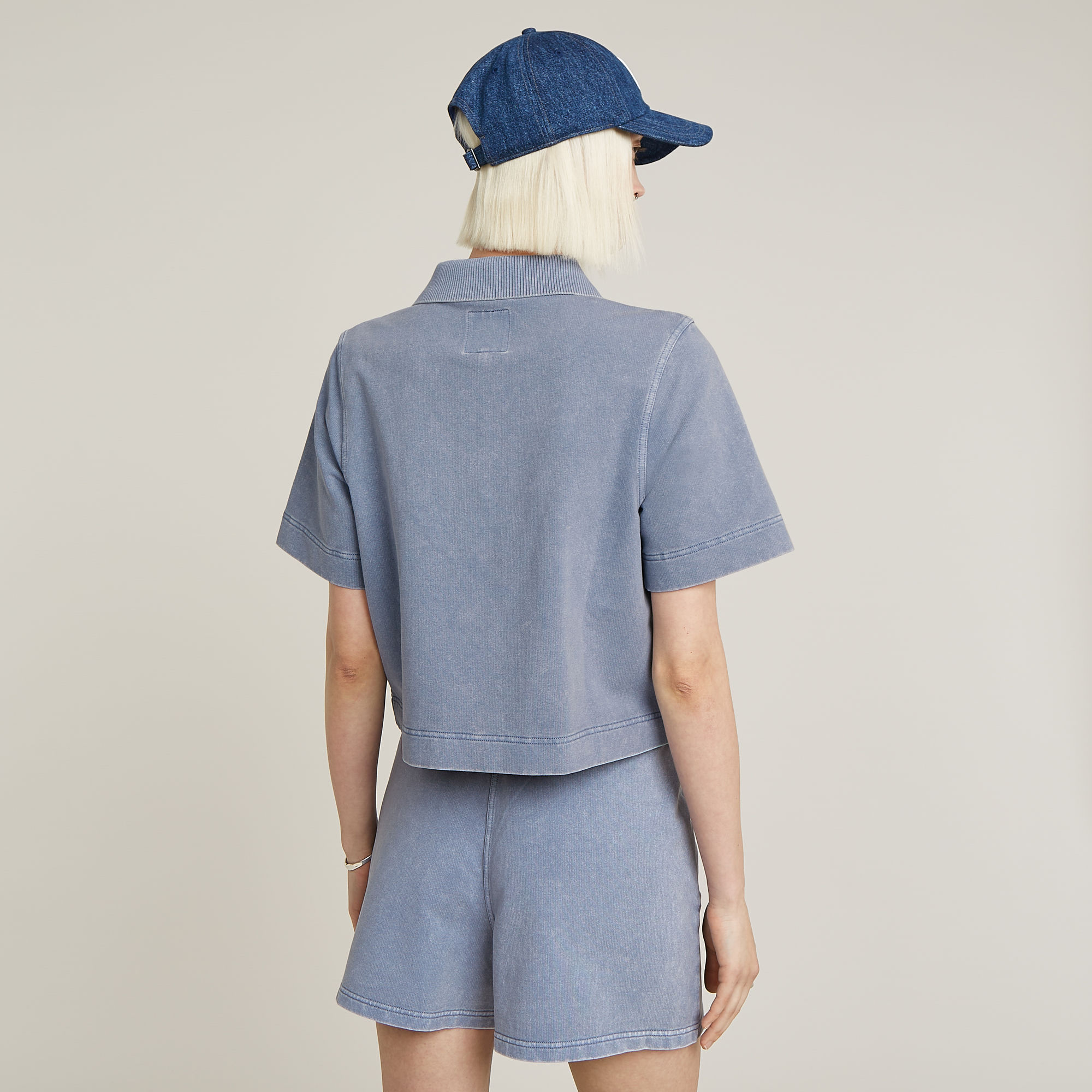G-Star RAW Overdyed Polo Sweater Lichtblauw Dames