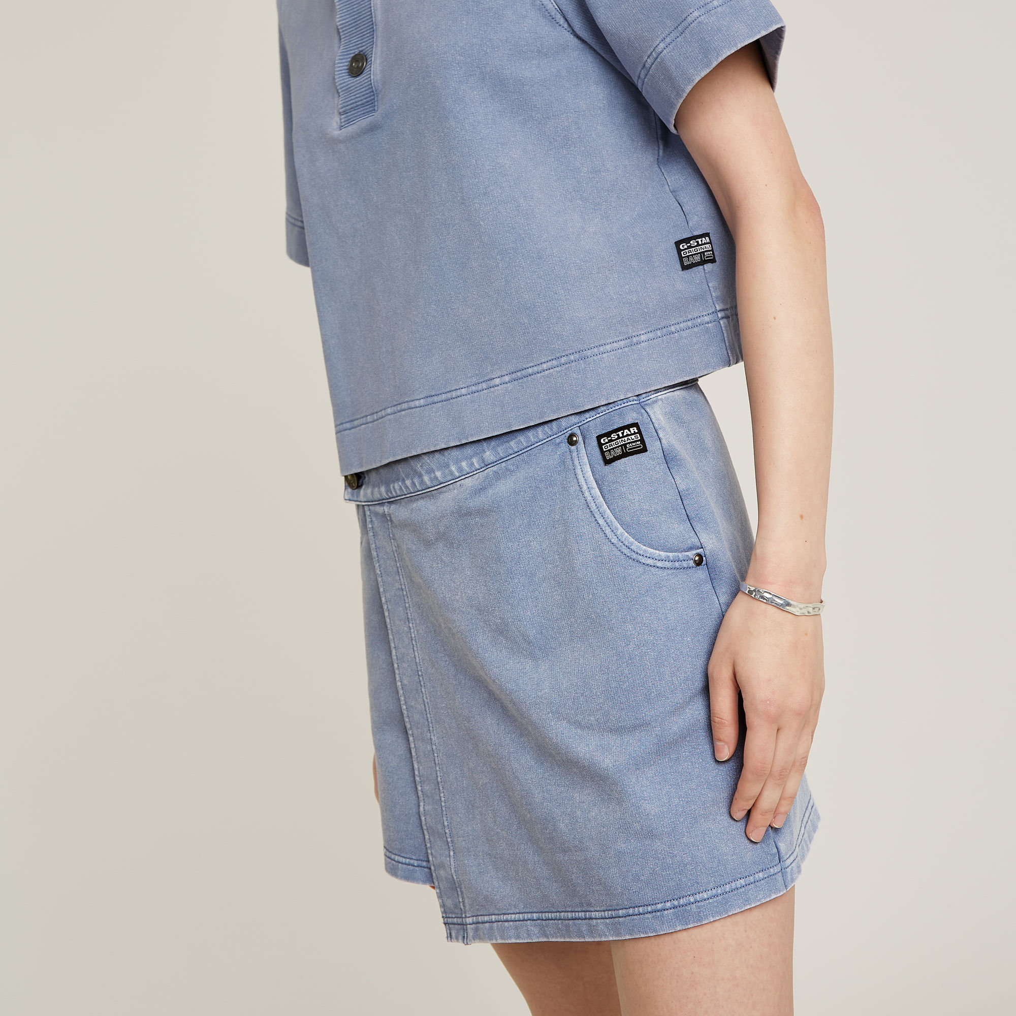 G-Star RAW Overdyed Polo Sweater Lichtblauw Dames
