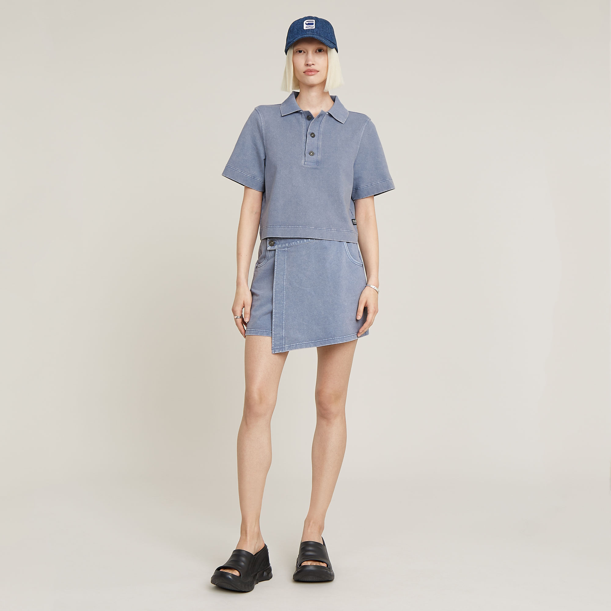 G-Star RAW Overdyed Polo Sweater Lichtblauw Dames