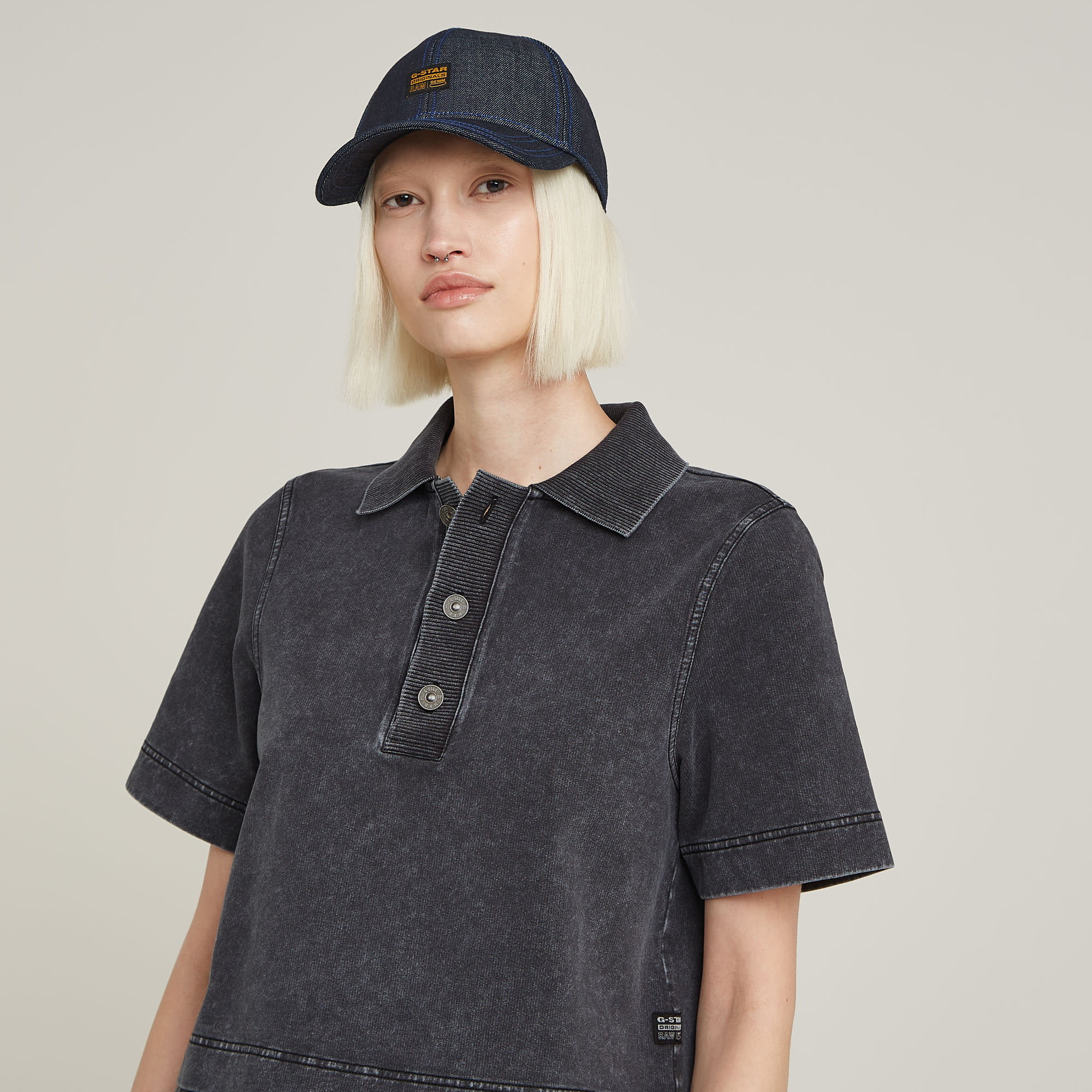 G-Star RAW Overdyed Polo Sweater Zwart Dames