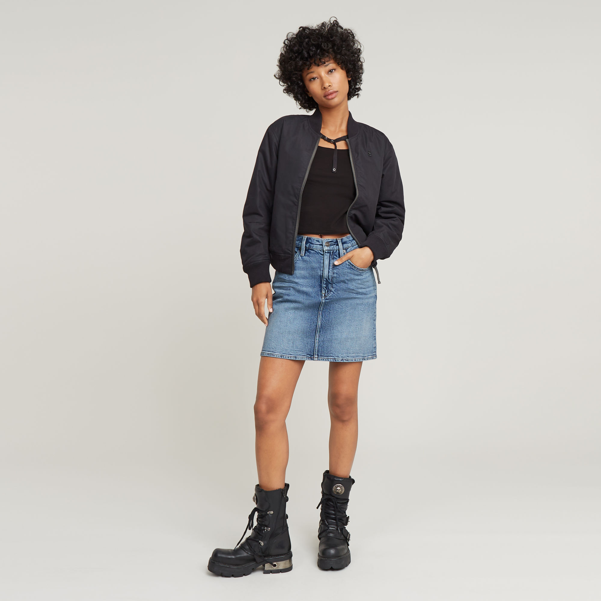 G-Star RAW Viktoria Short Skirt Clean Edge Midden blauw Dames