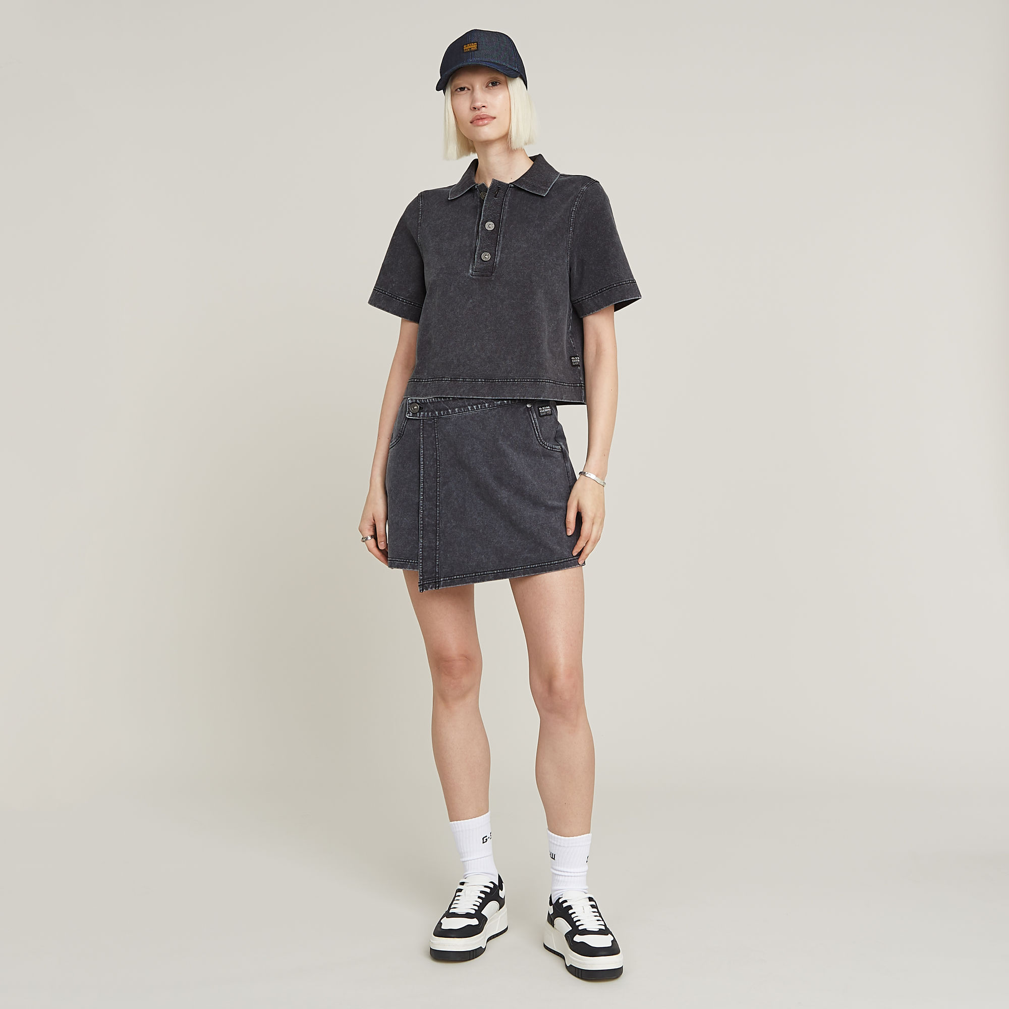 G-Star RAW Overdyed Polo Sweater Zwart Dames