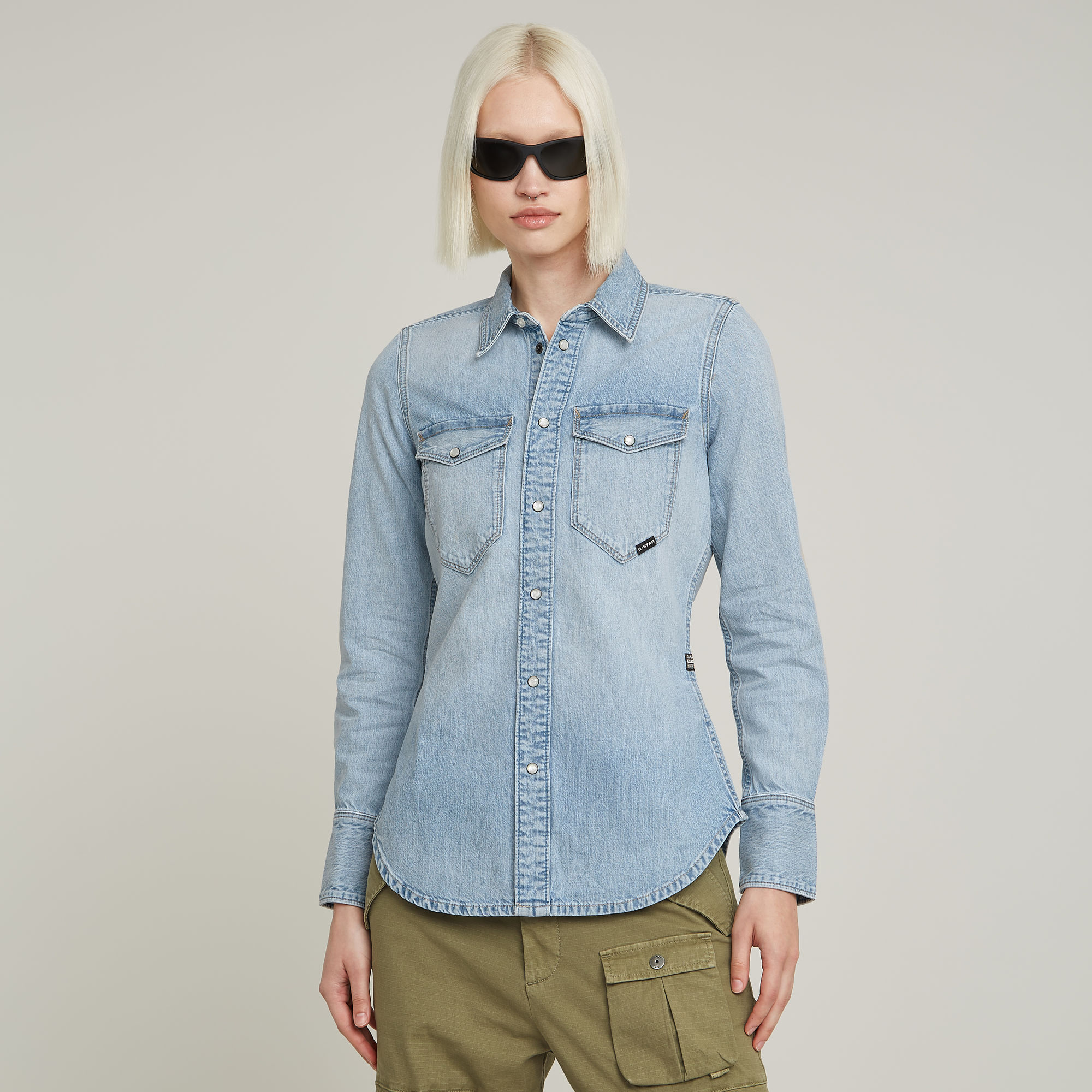 

Slim Western Shirt - Light blue - Women