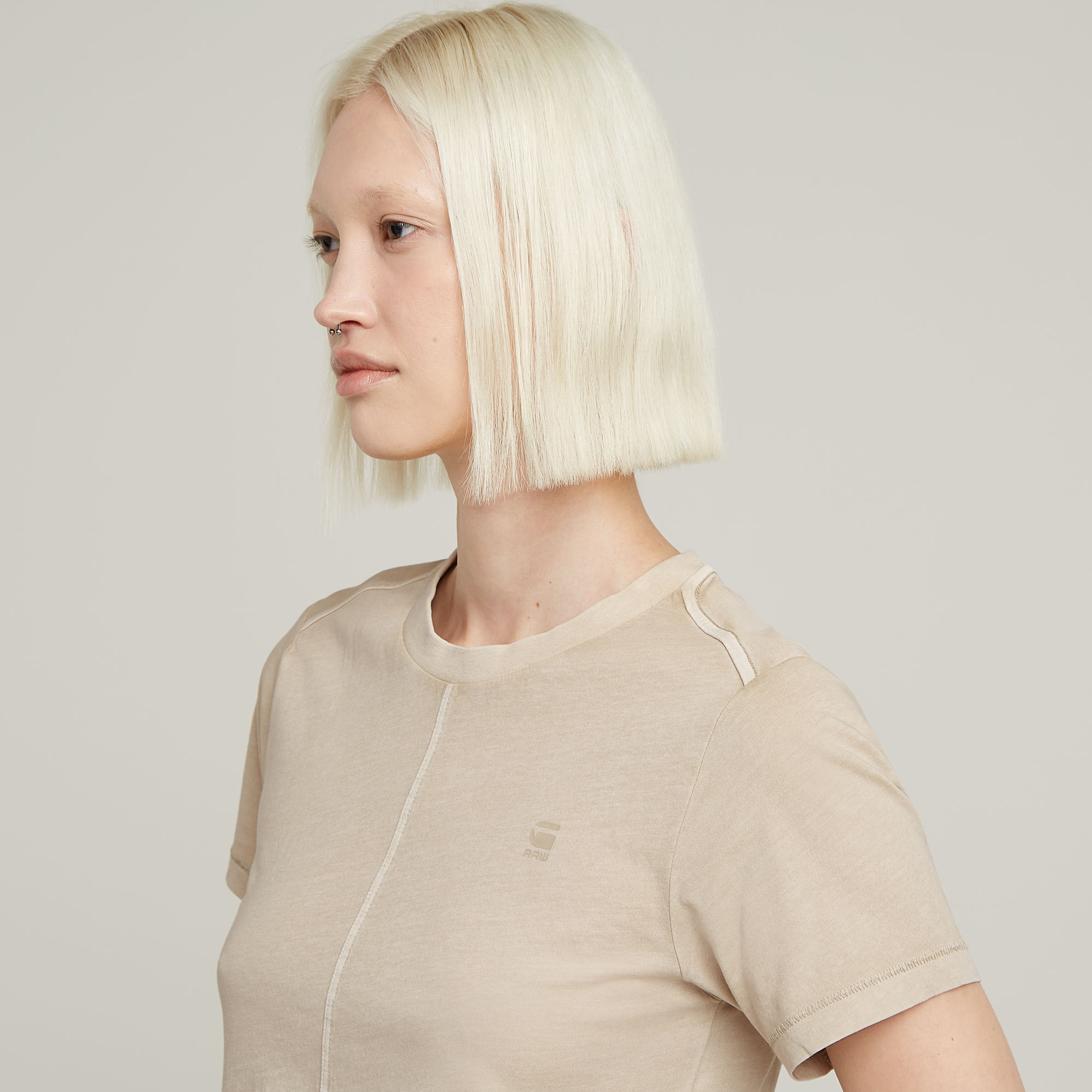 G-Star RAW Overdyed Front Seam Top Beige Dames