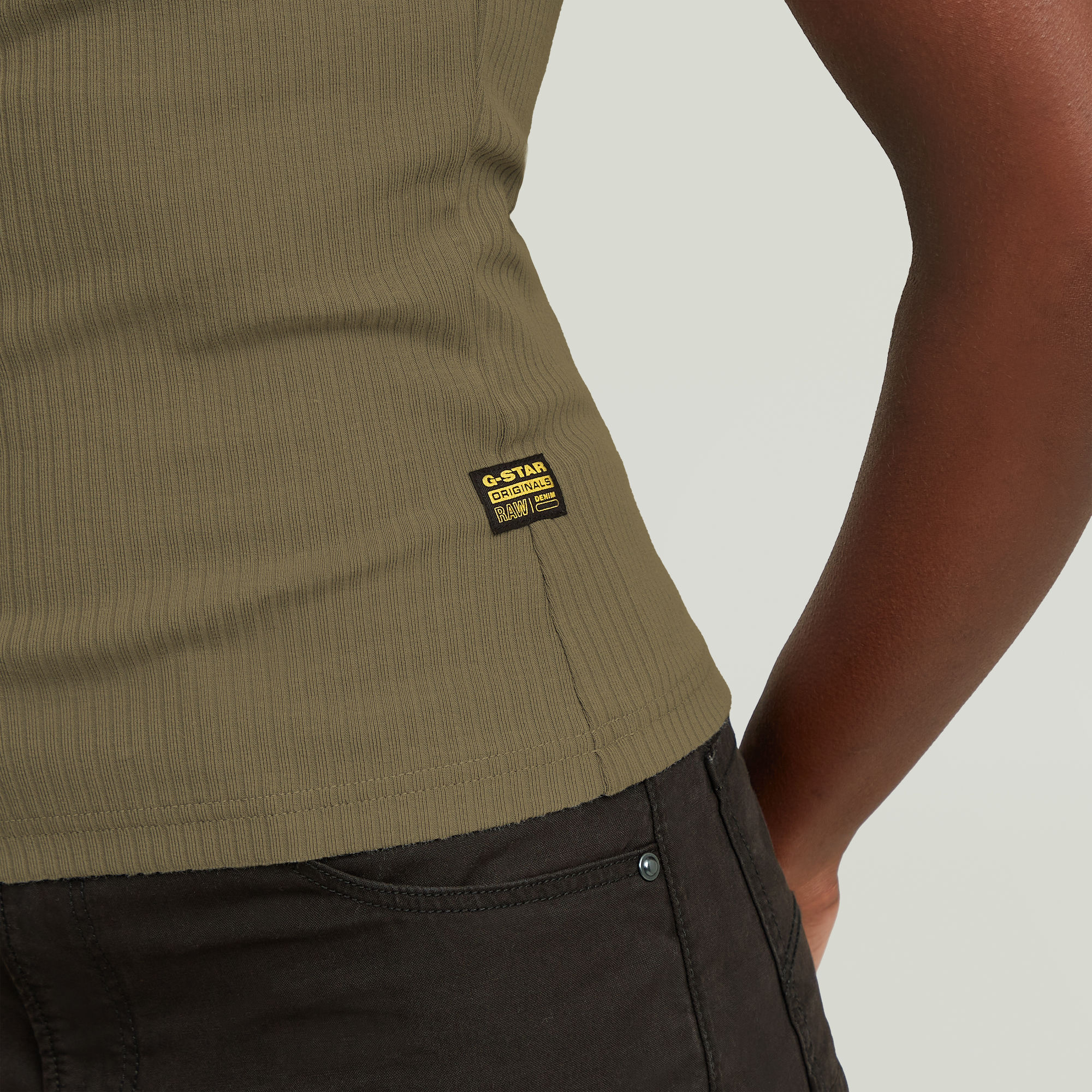 G-Star RAW Slim Rib Tanktop Groen Dames