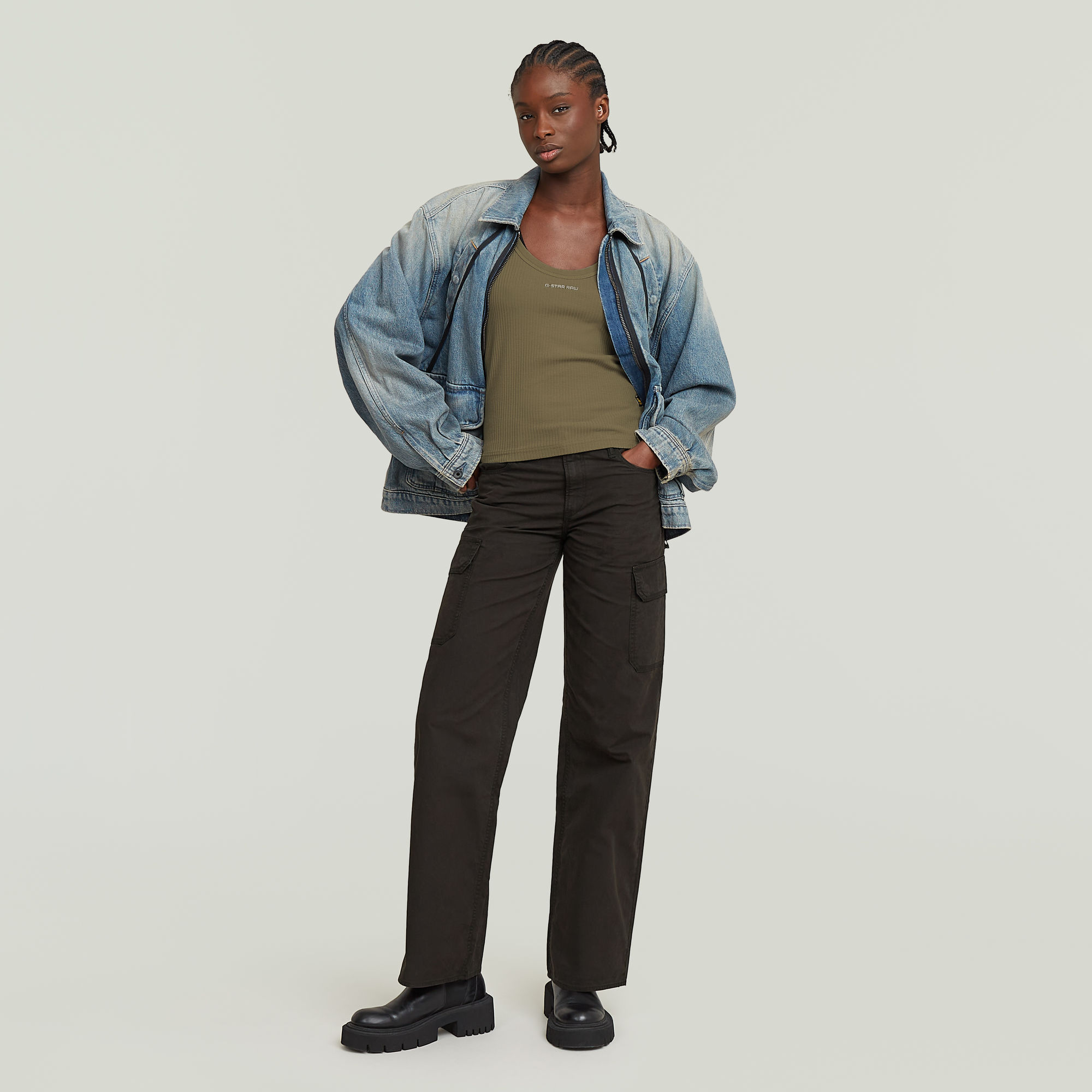 G-Star RAW Slim Rib Tanktop Groen Dames