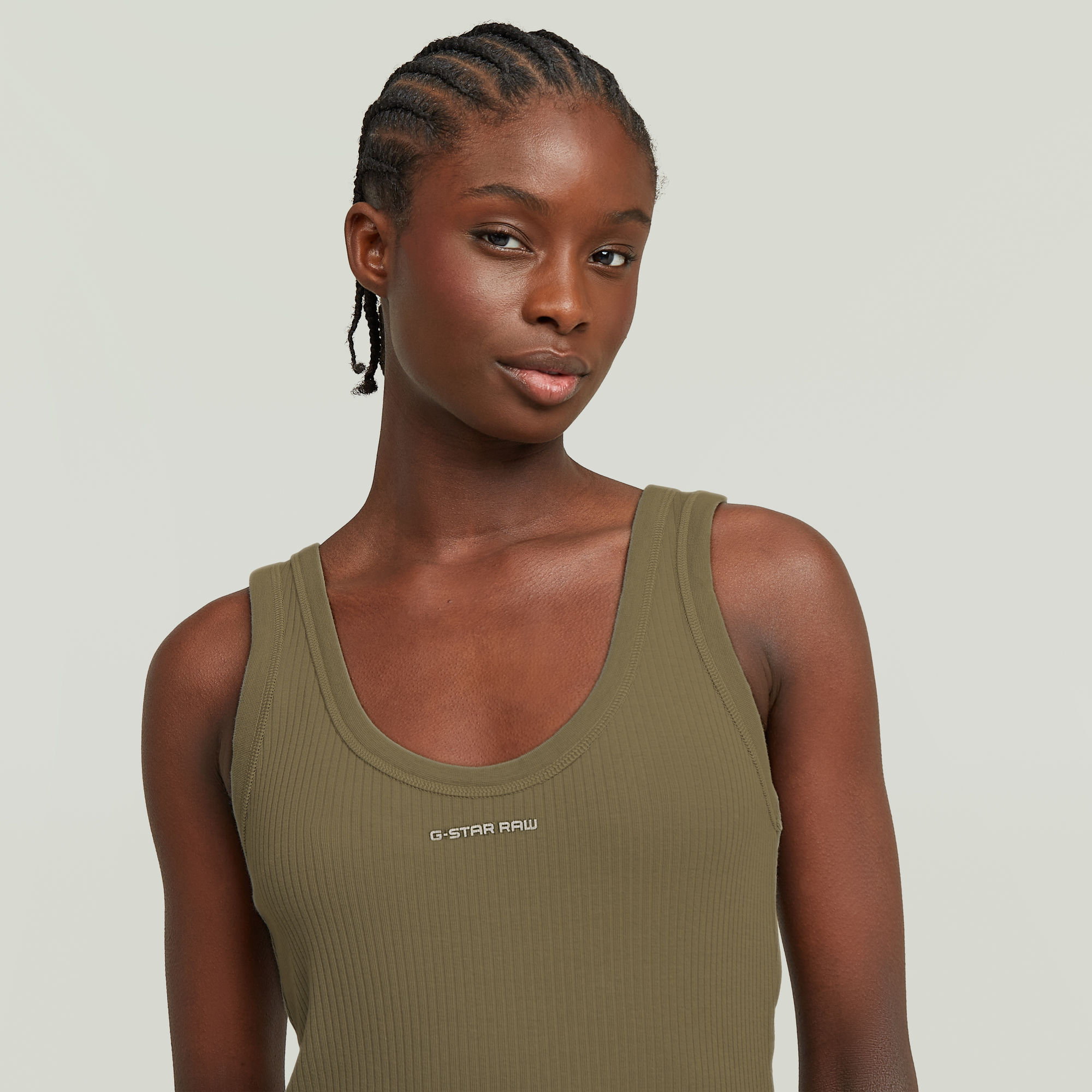 G-Star RAW Slim Rib Tanktop Groen Dames
