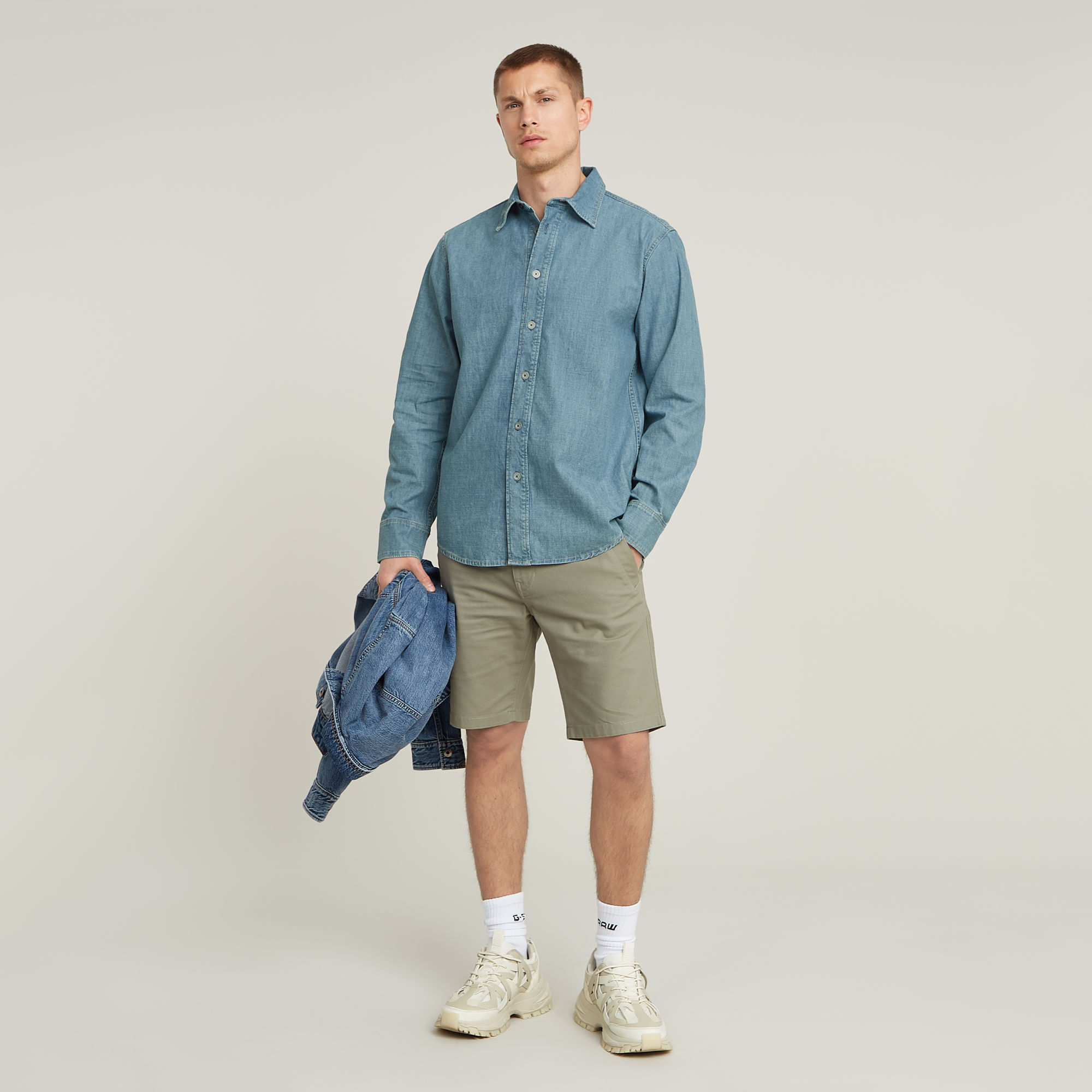 G-Star RAW Regular Denim Shirt Lichtblauw Heren