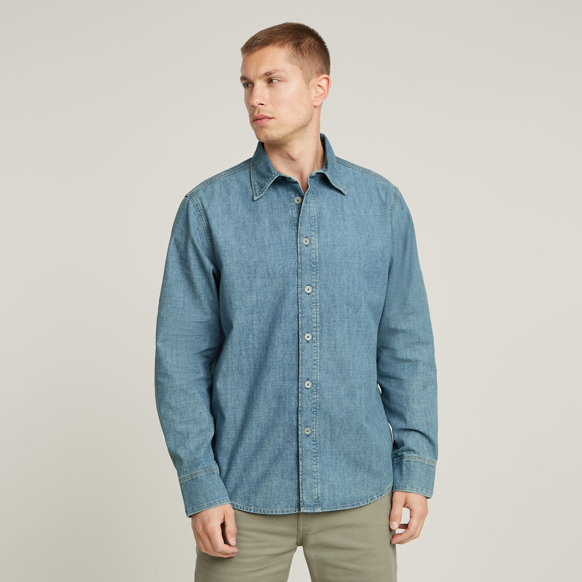 Regular Denim Hemd - Hellblau - Herren