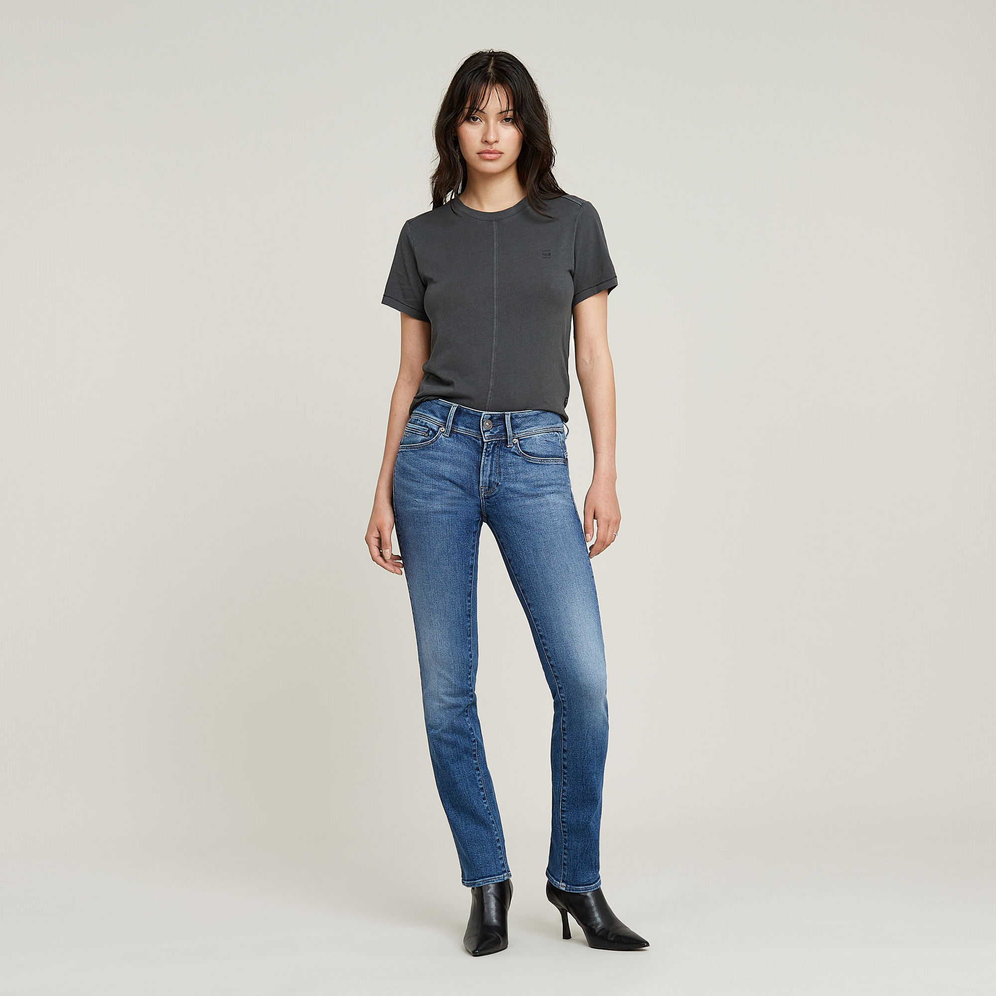 G-Star RAW Midge Slim Straight Jeans Midden blauw Dames