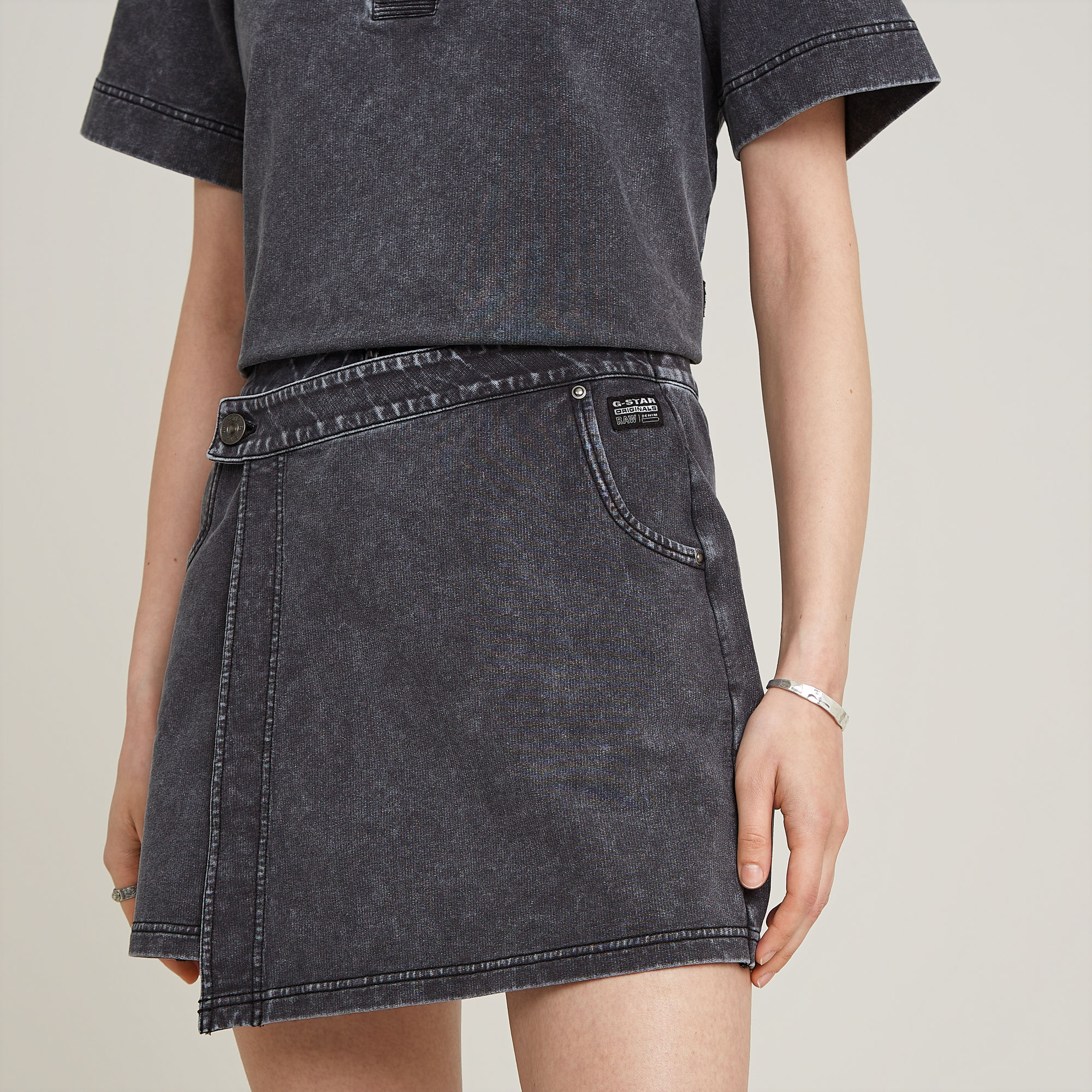 G-Star RAW Overdyed Sweat Skort Zwart Dames