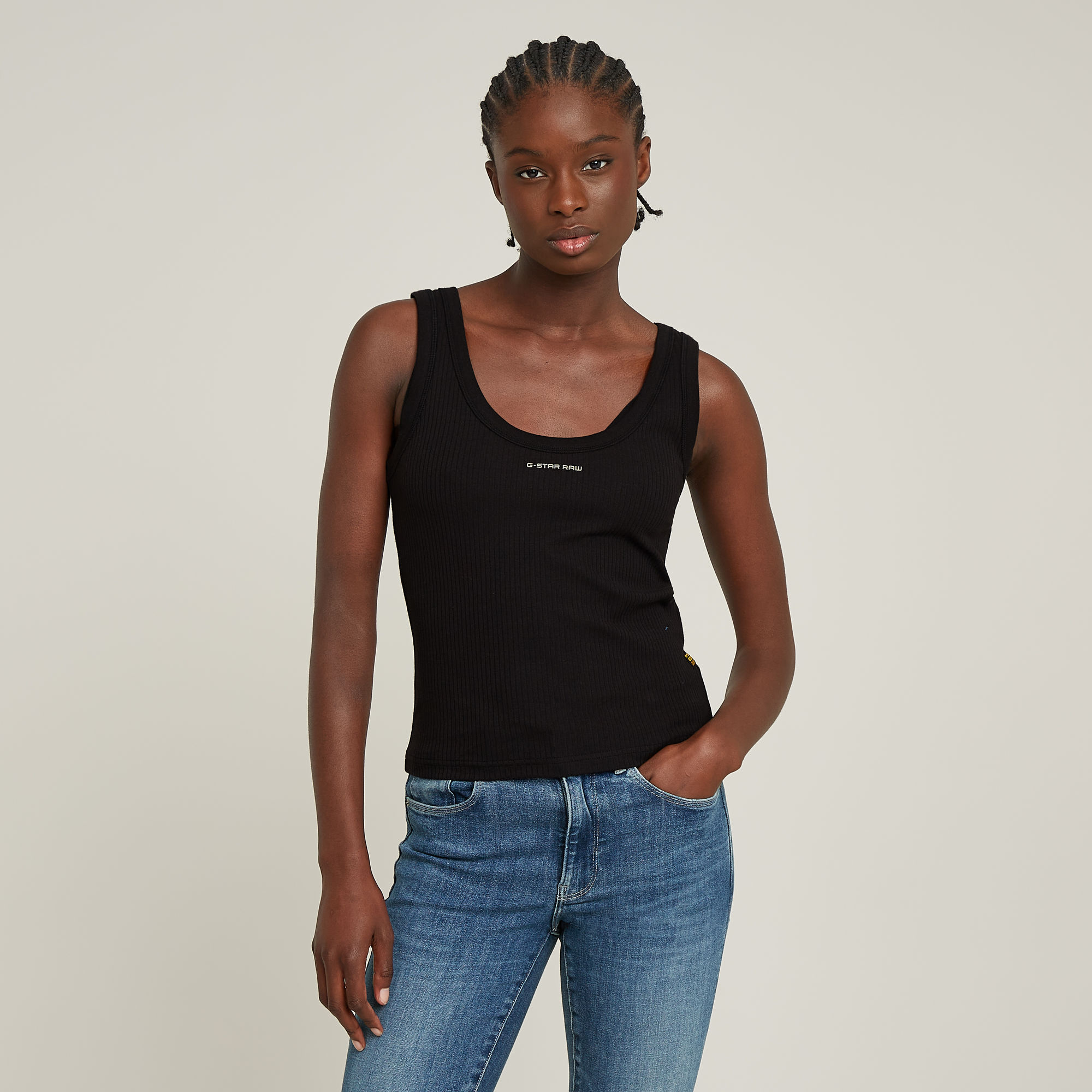 

Slim Rib Tank Top - Black - Women