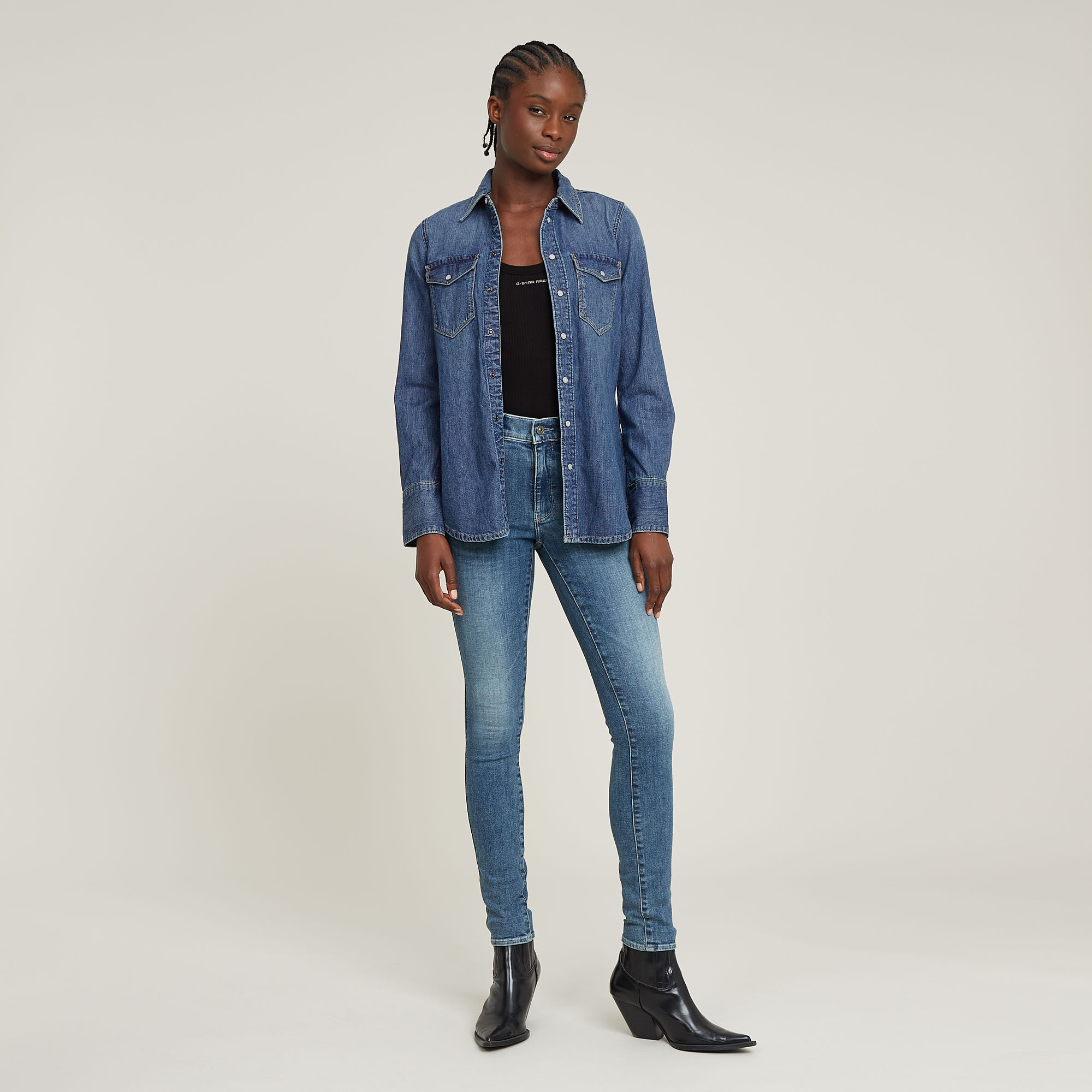 G-Star RAW Slim Rib Tanktop Zwart Dames