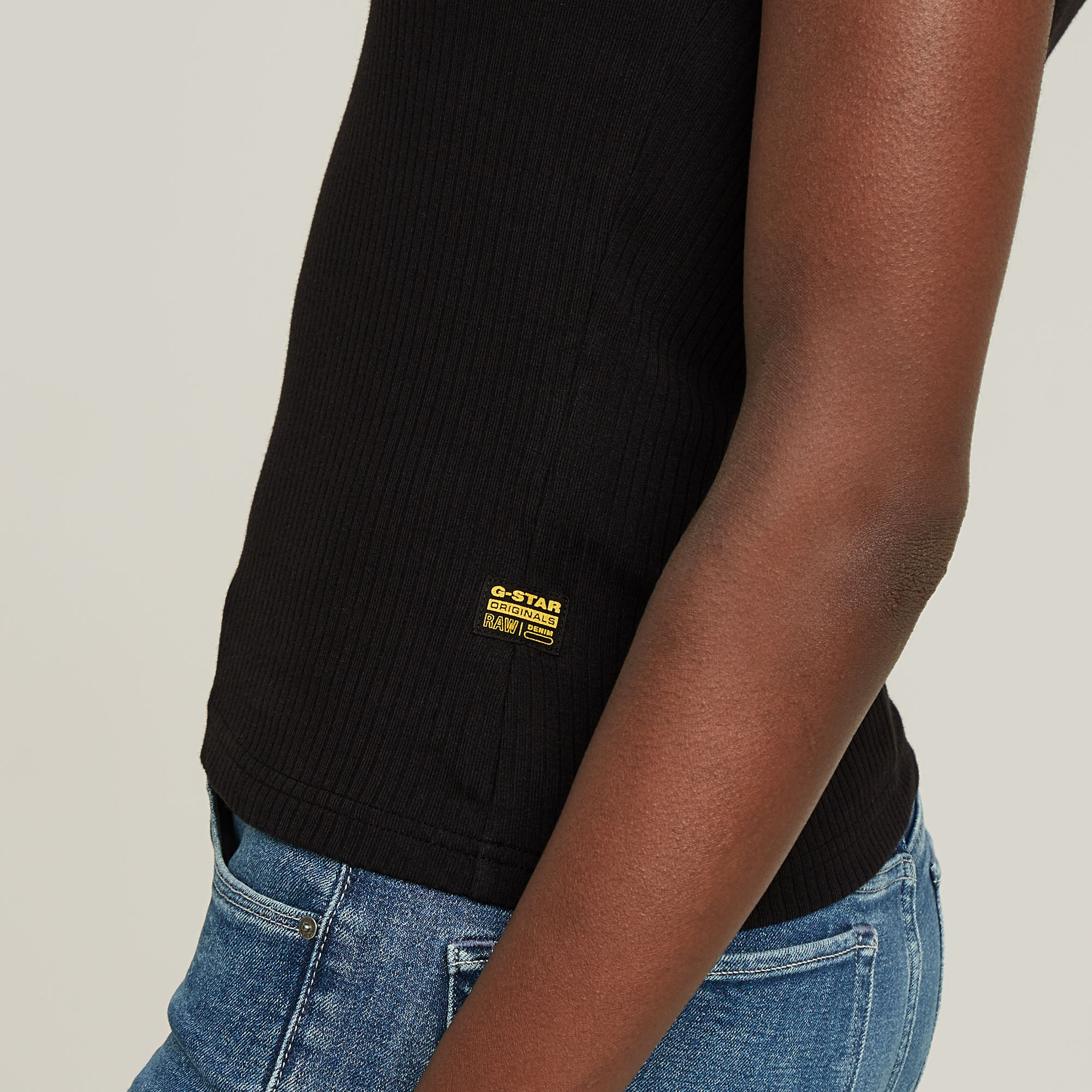 G-Star RAW Slim Rib Tanktop Zwart Dames
