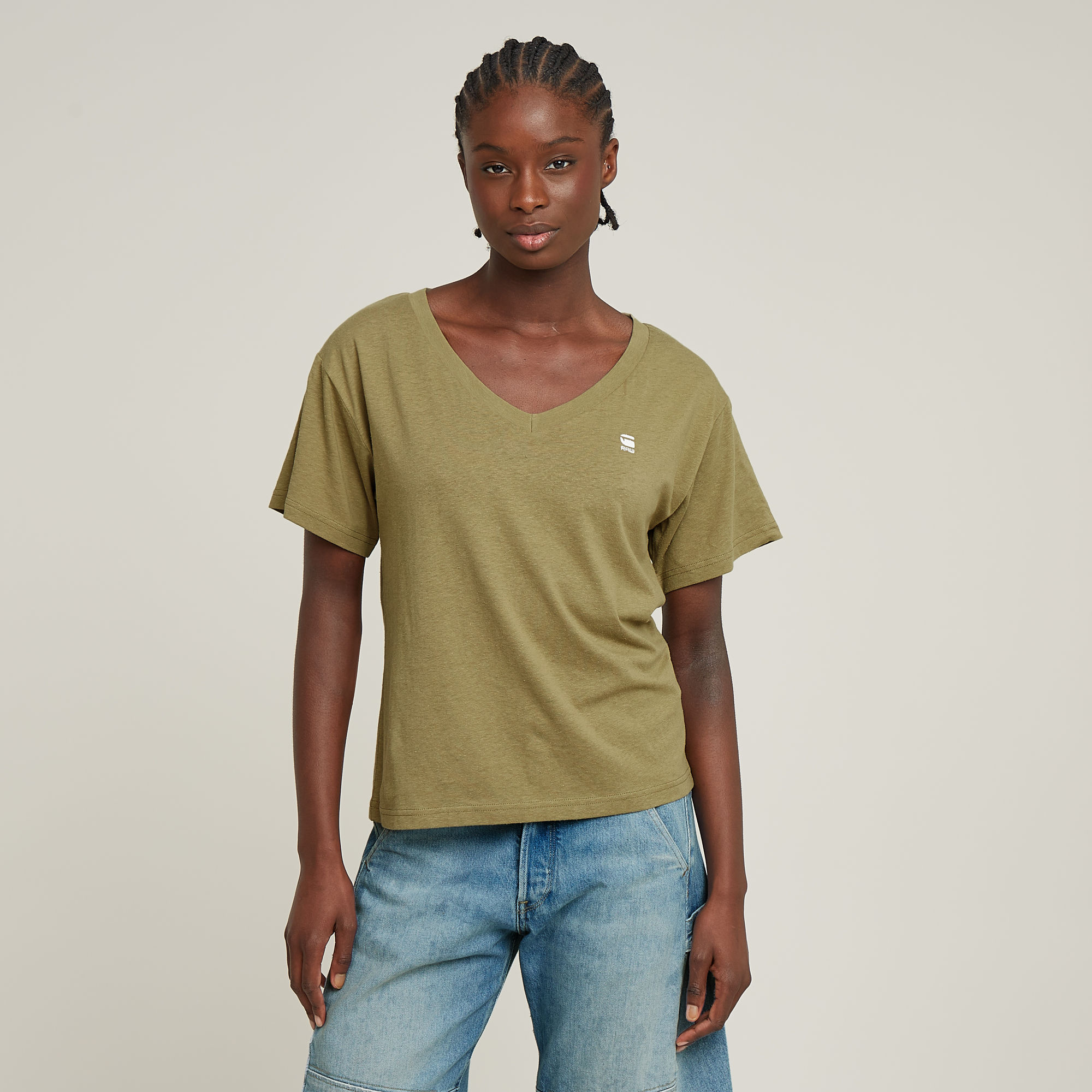 

Open V-Neck Relaxed Top - Green - Women