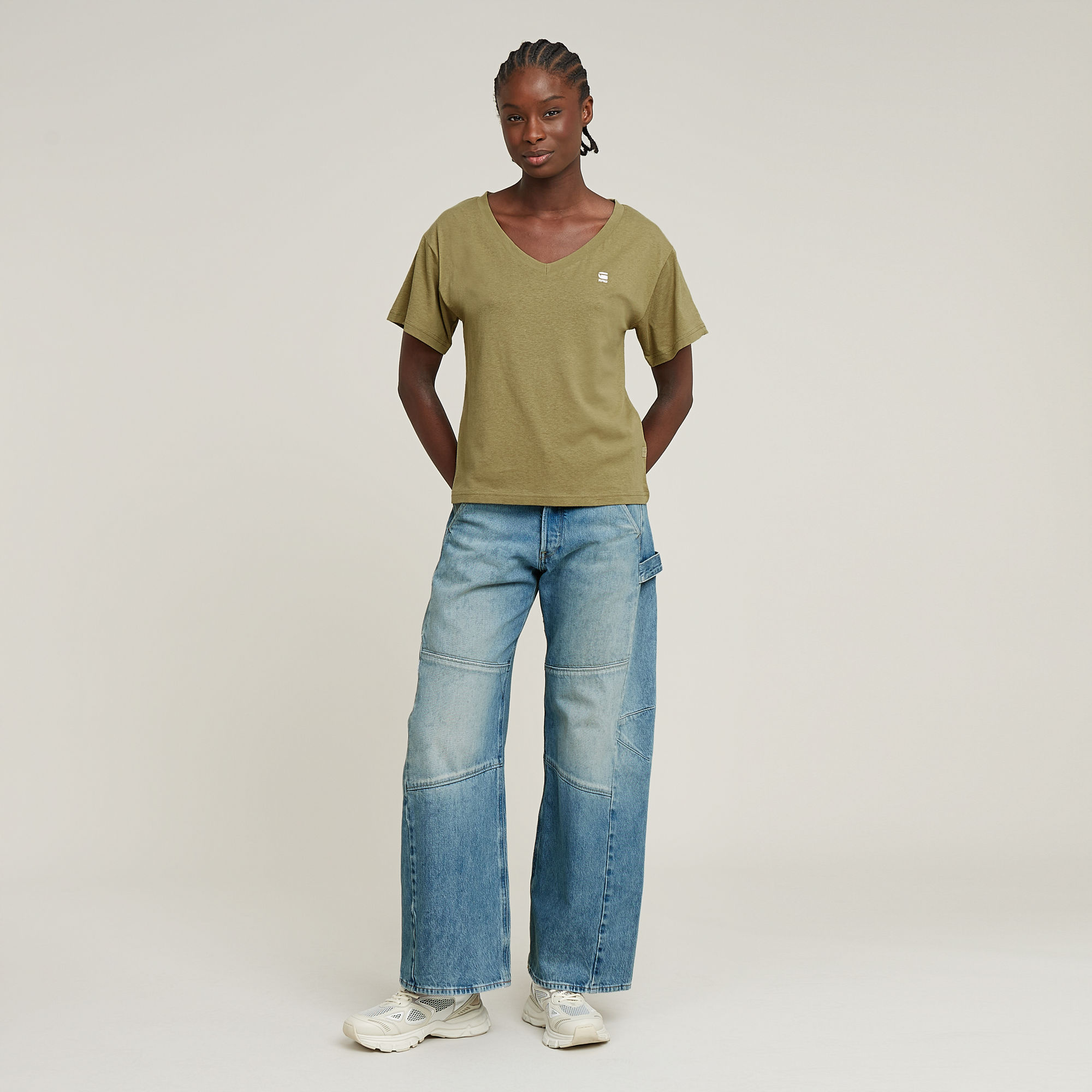G-Star RAW Open V-Hals Relaxed Top Groen Dames