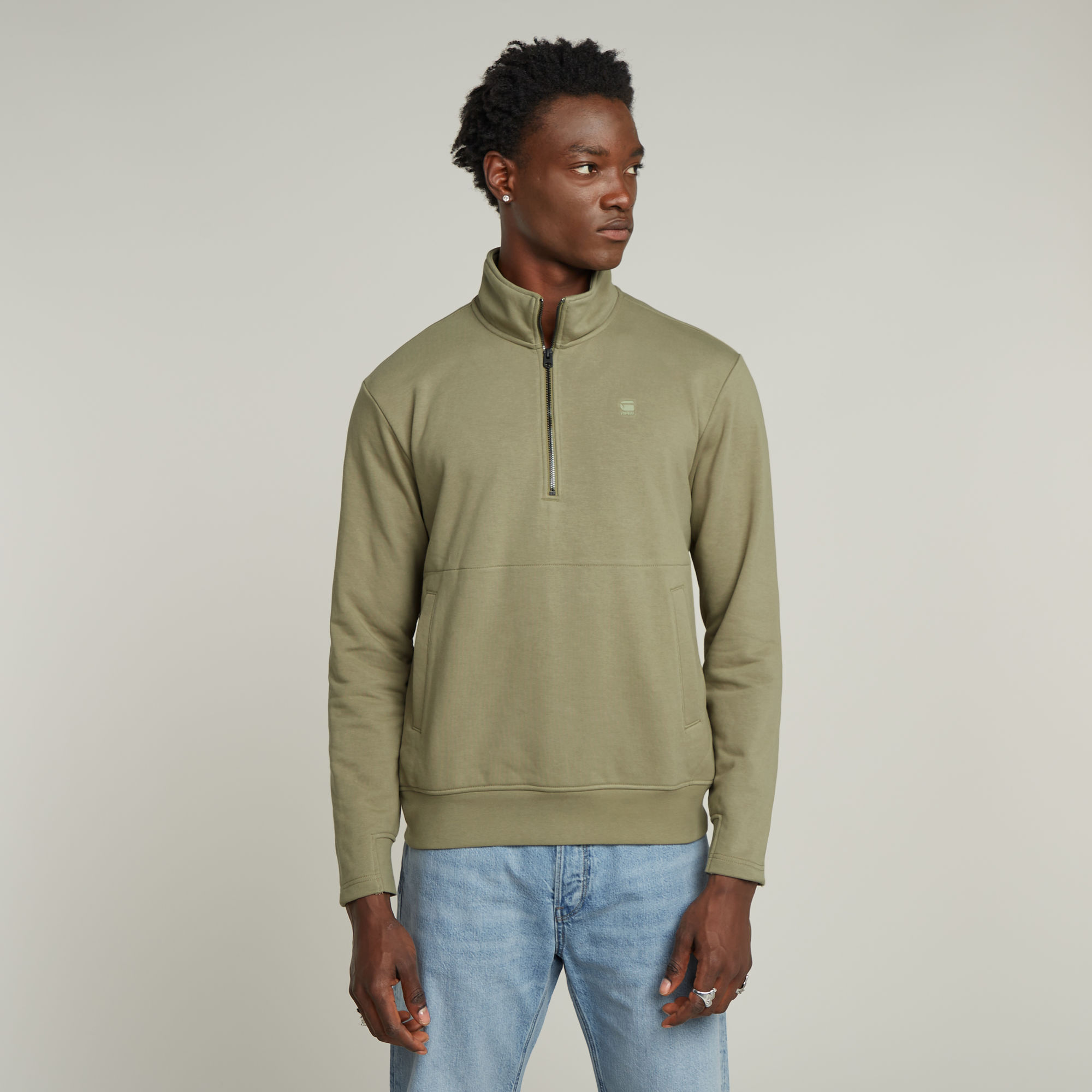 G-Star RAW Nifous Half Zip Sweater Groen Heren