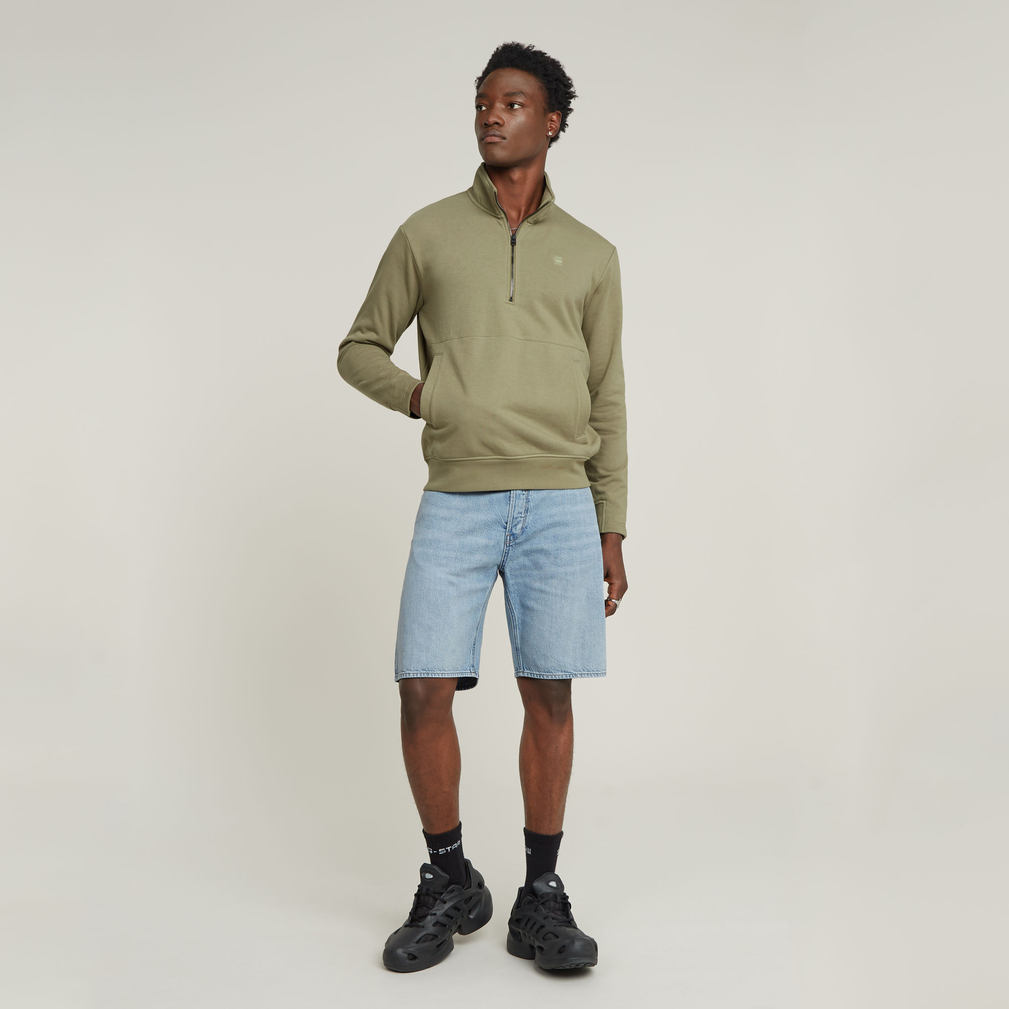 G-Star RAW Nifous Half Zip Sweater Groen Heren