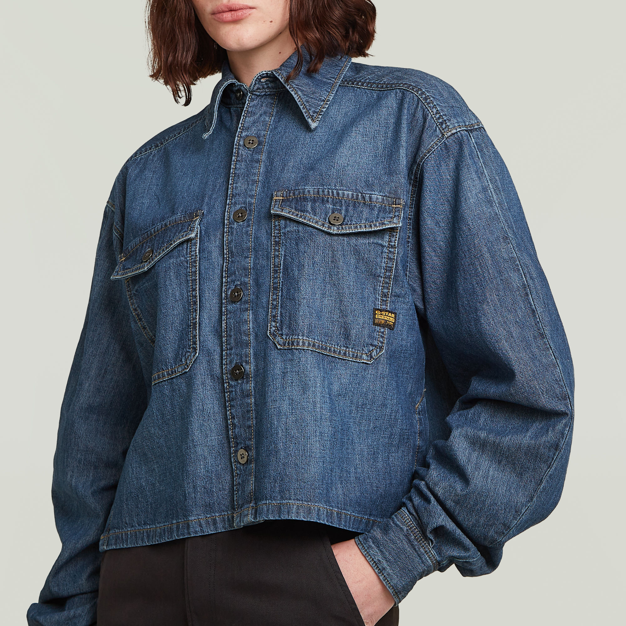 G-Star RAW Relaxed Staq Blouse Midden blauw Dames