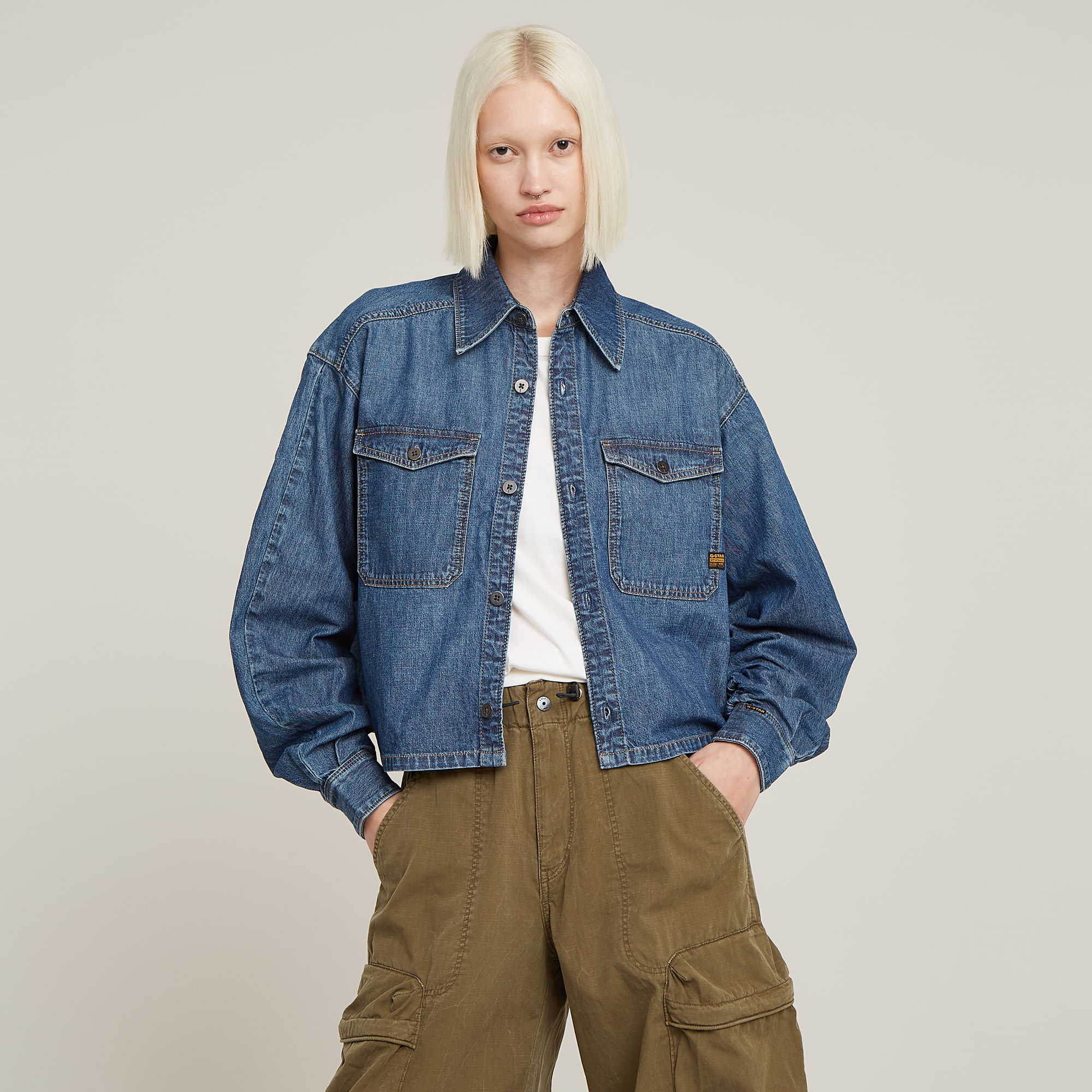 Lässiges Staq Shirt - Mittelblau - Damen