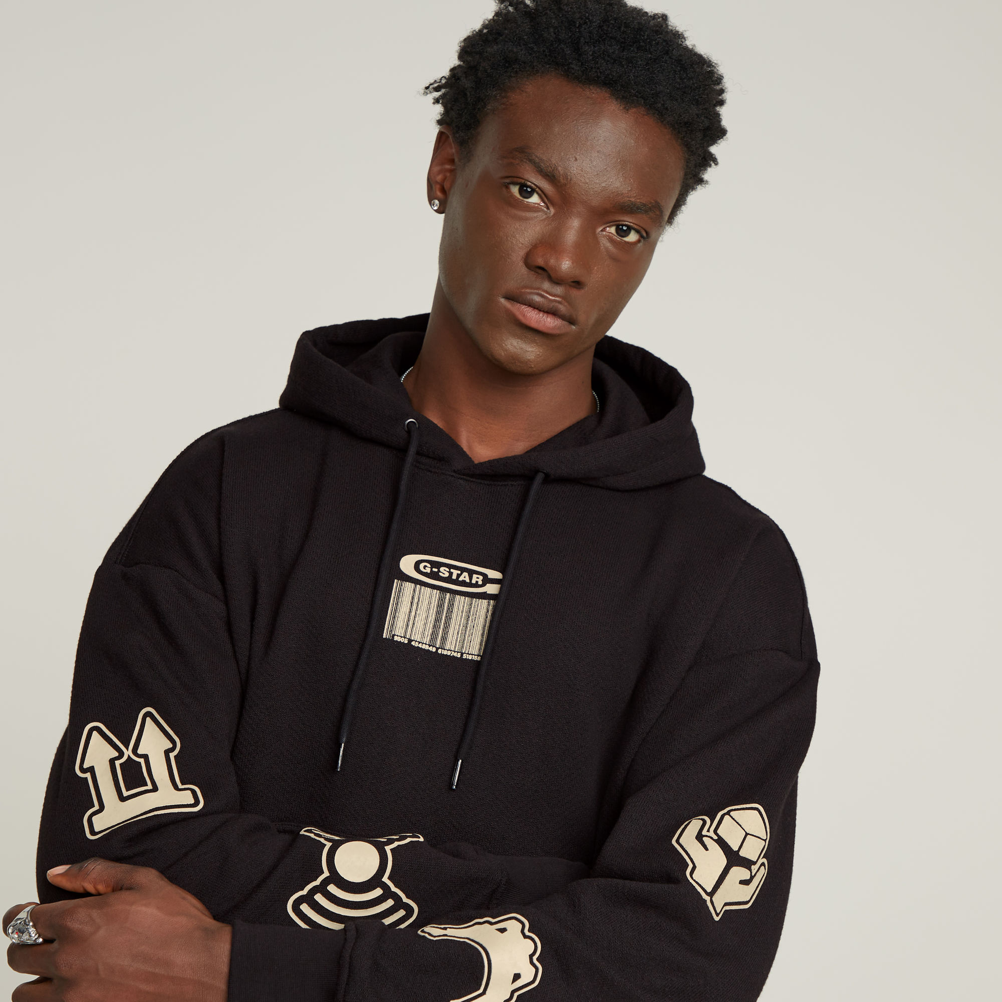 G-Star RAW Multi Logo Loose Hoodie Zwart Heren