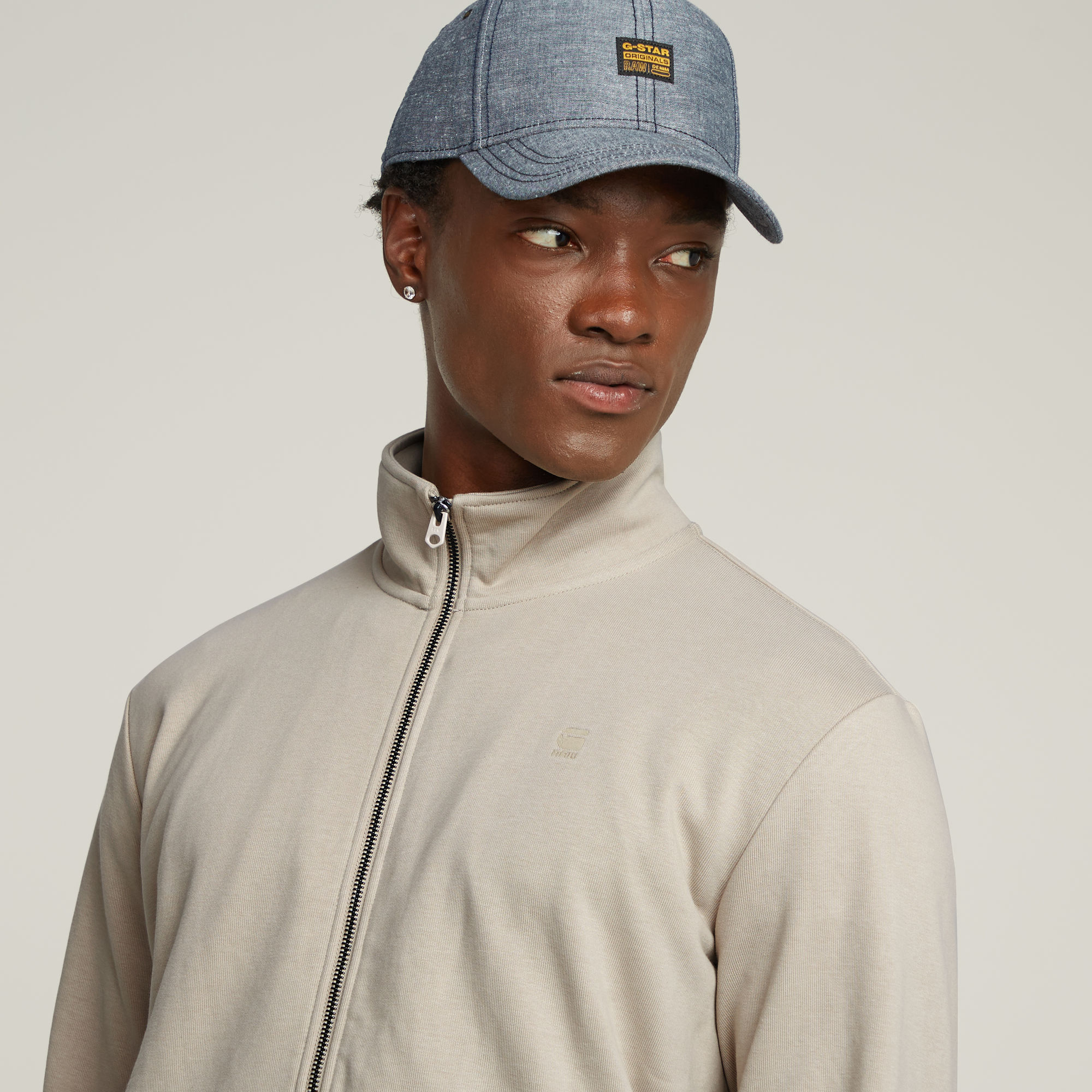 G-Star RAW Nifous Sweater Met Rits Beige Heren