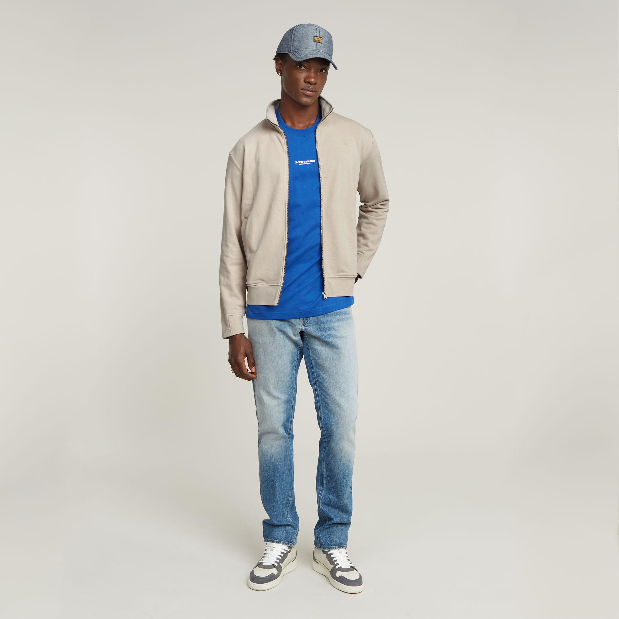 G-Star RAW Nifous Sweater Met Rits Beige Heren