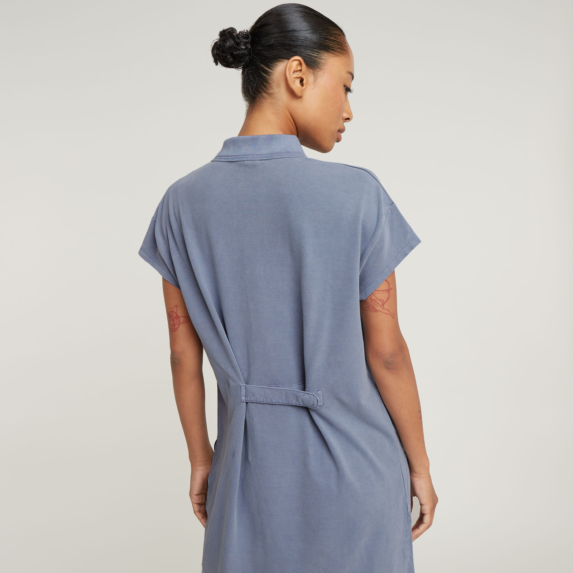 G-Star RAW Seam Detail Polo Jurk Lichtblauw Dames