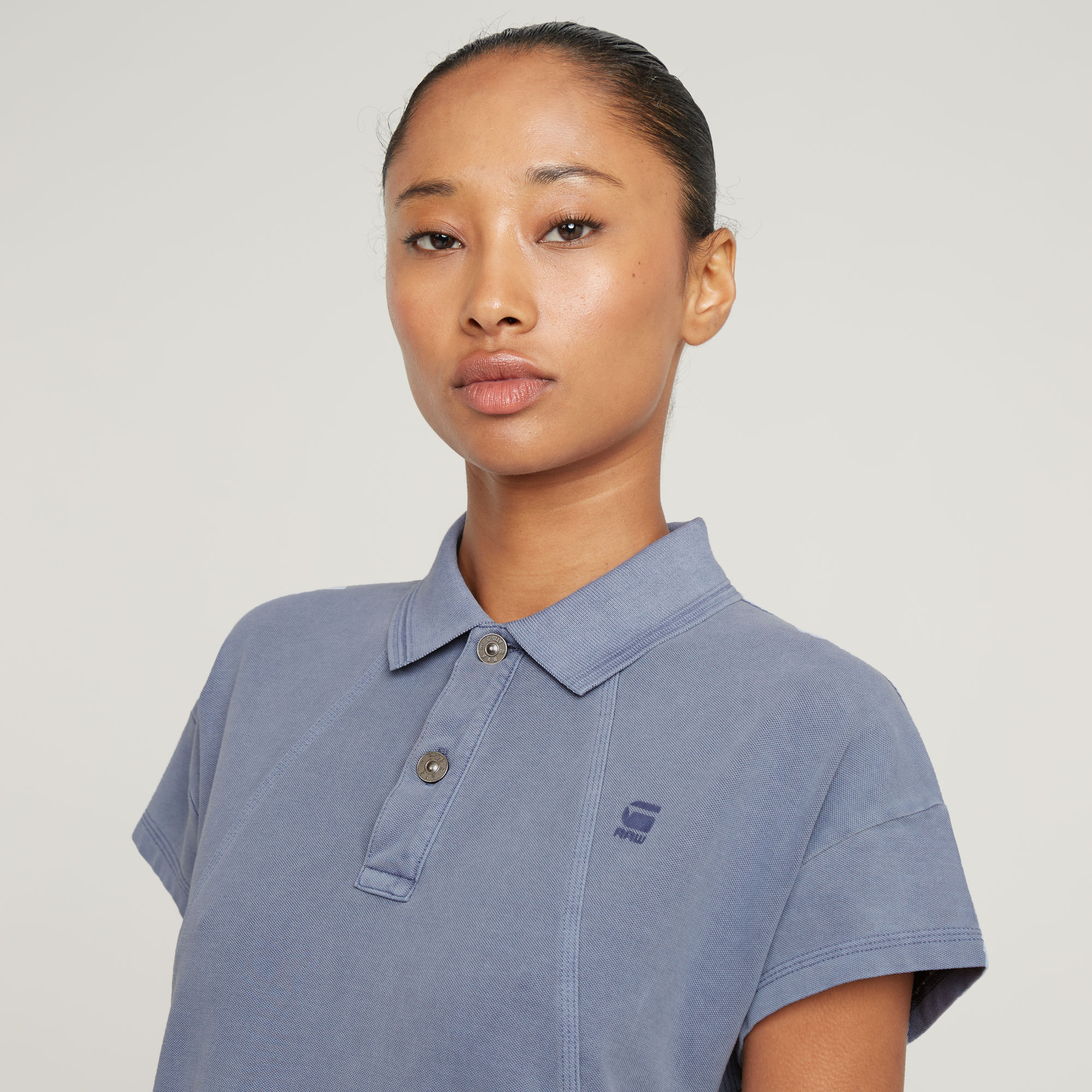 G-Star RAW Seam Detail Polo Jurk Lichtblauw Dames