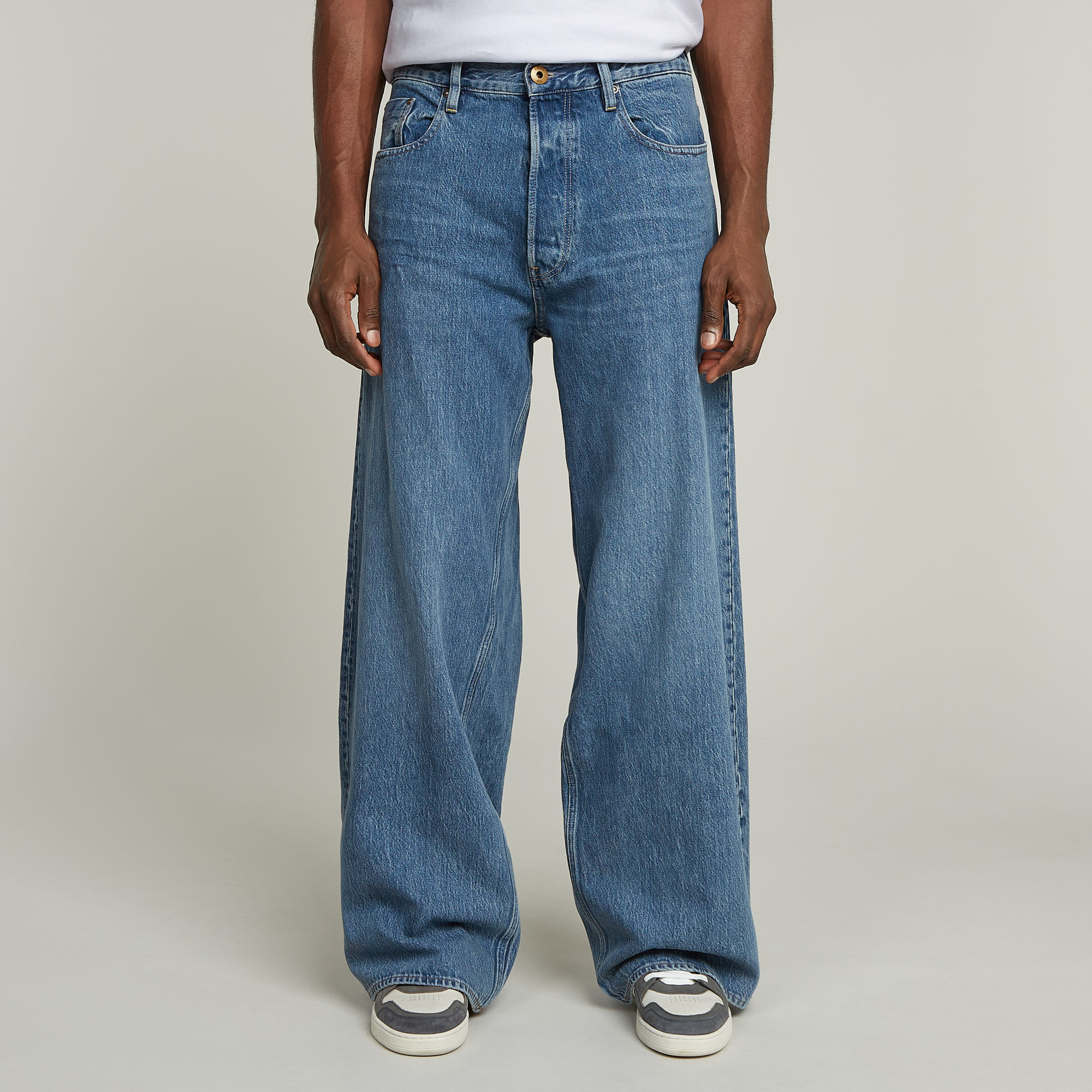 

Long Pocket Loose Jeans - Midden blauw - Heren