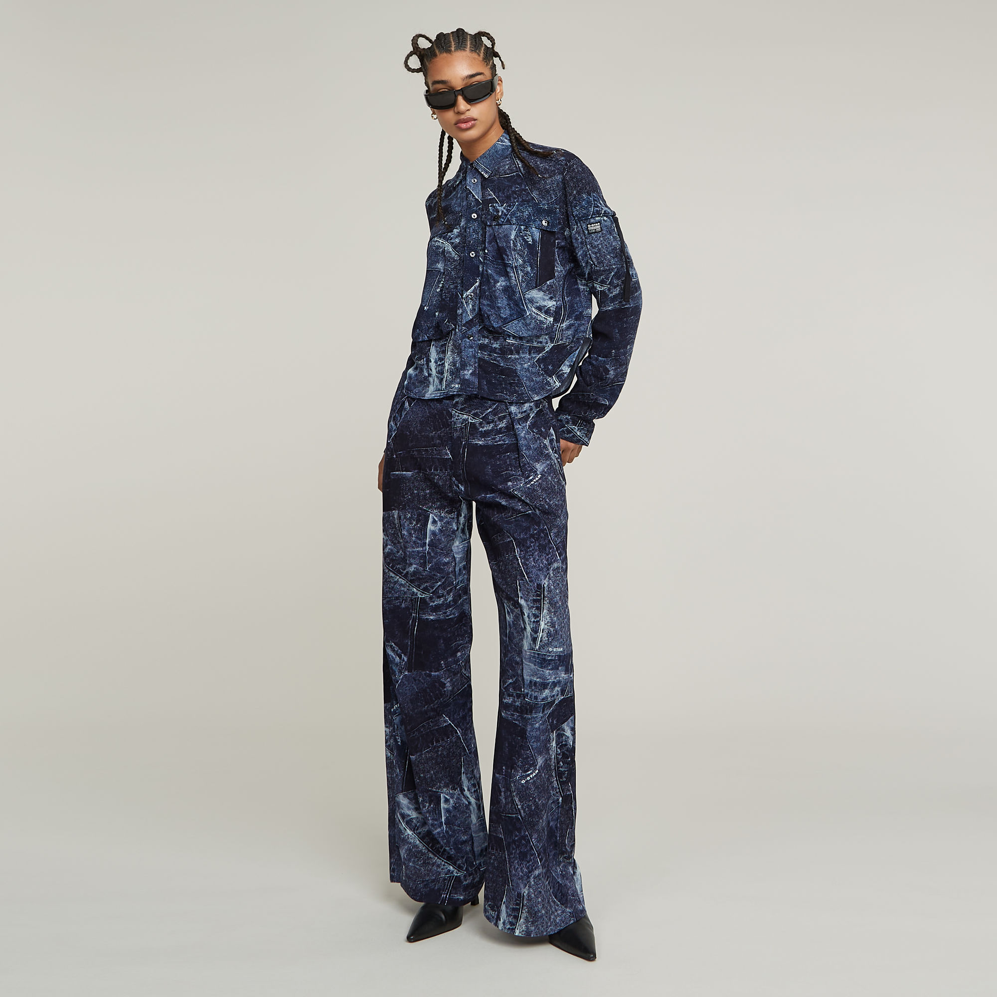 G-Star RAW Fluid Wide Leg Broek Meerkleurig Dames