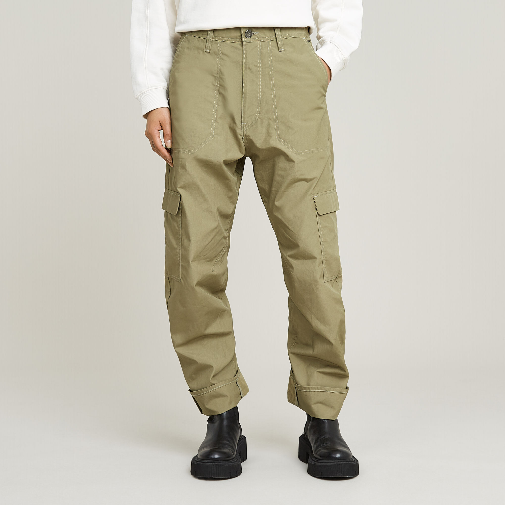 

Cargo 3D Boyfriend Pants - Green - Women