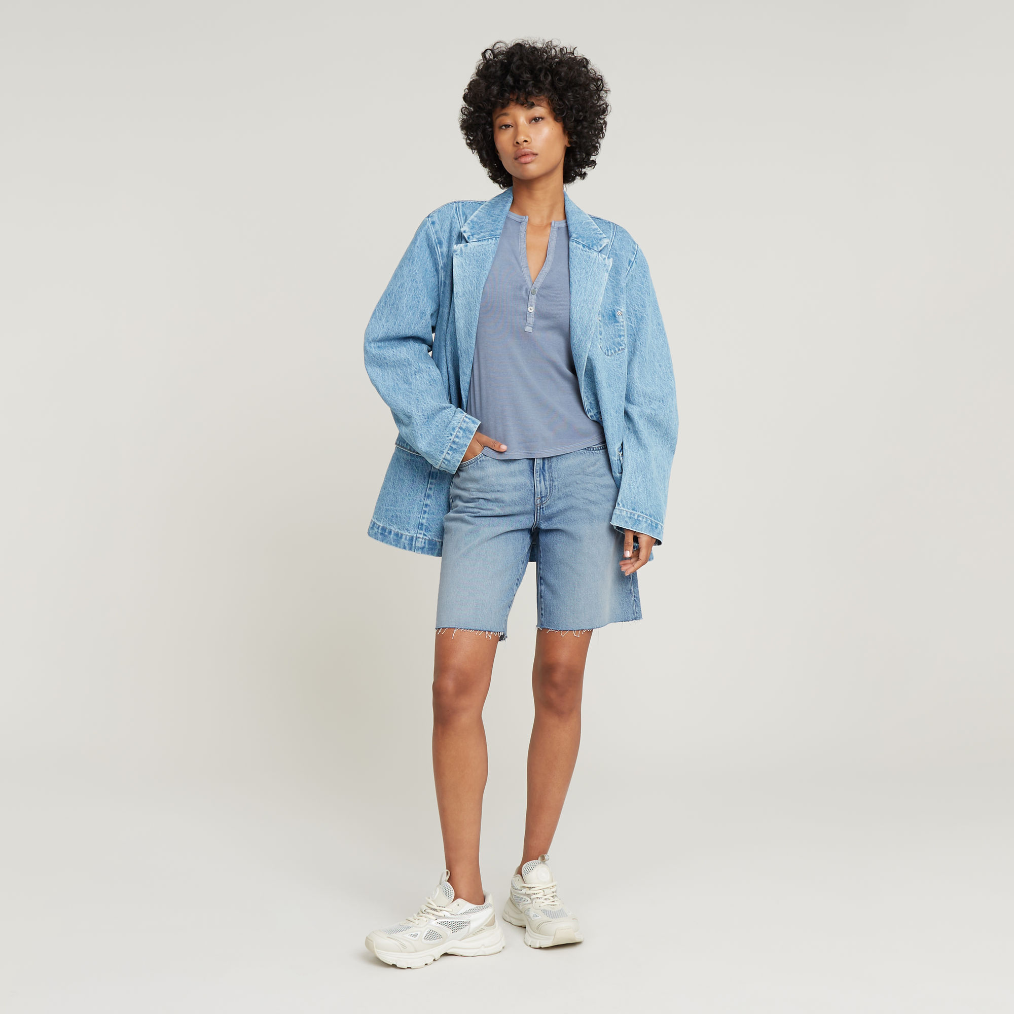 G-Star RAW Viktoria Bermuda Short Raw Edge Lichtblauw Dames