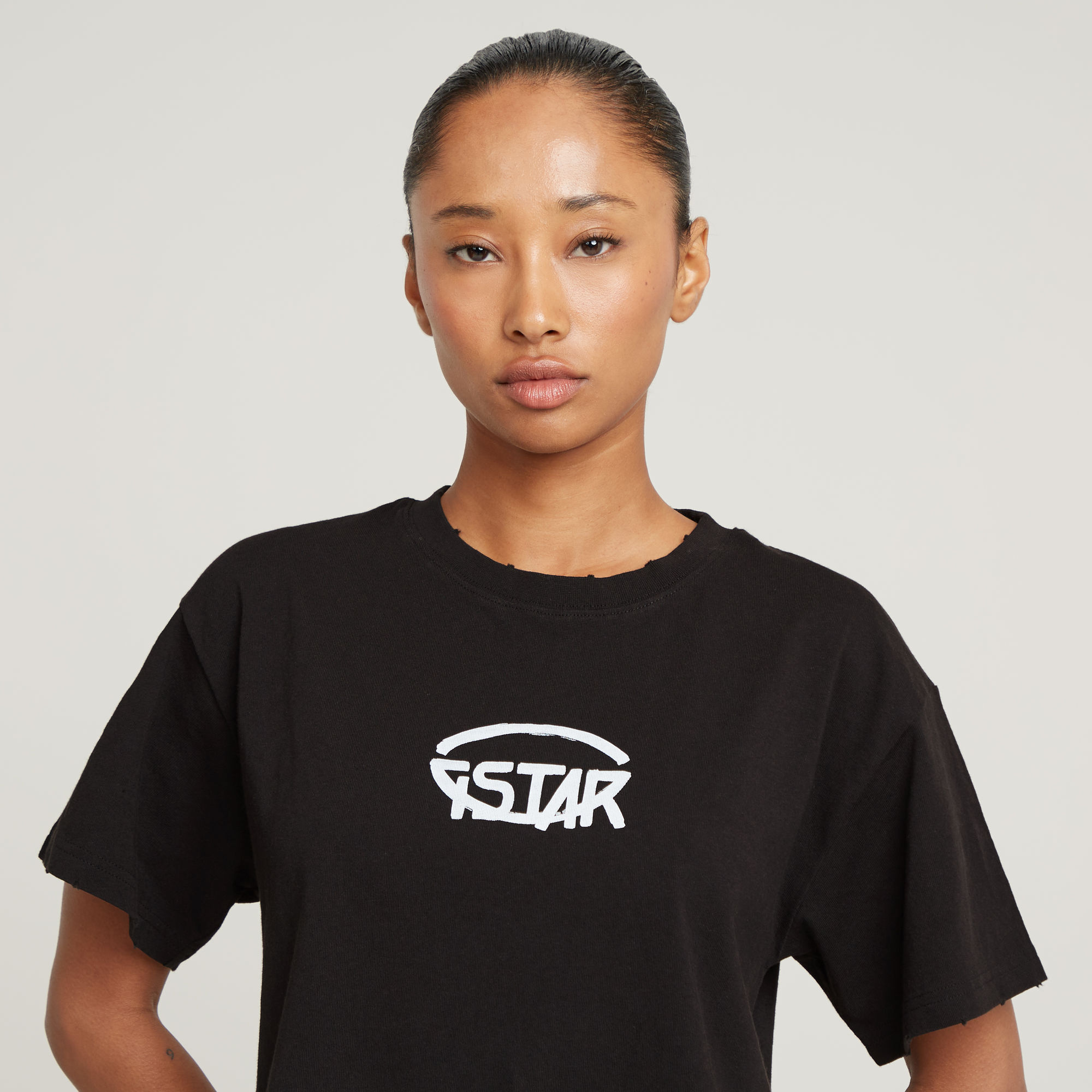 G-Star RAW Logo Relaxed Korte Top Zwart Dames