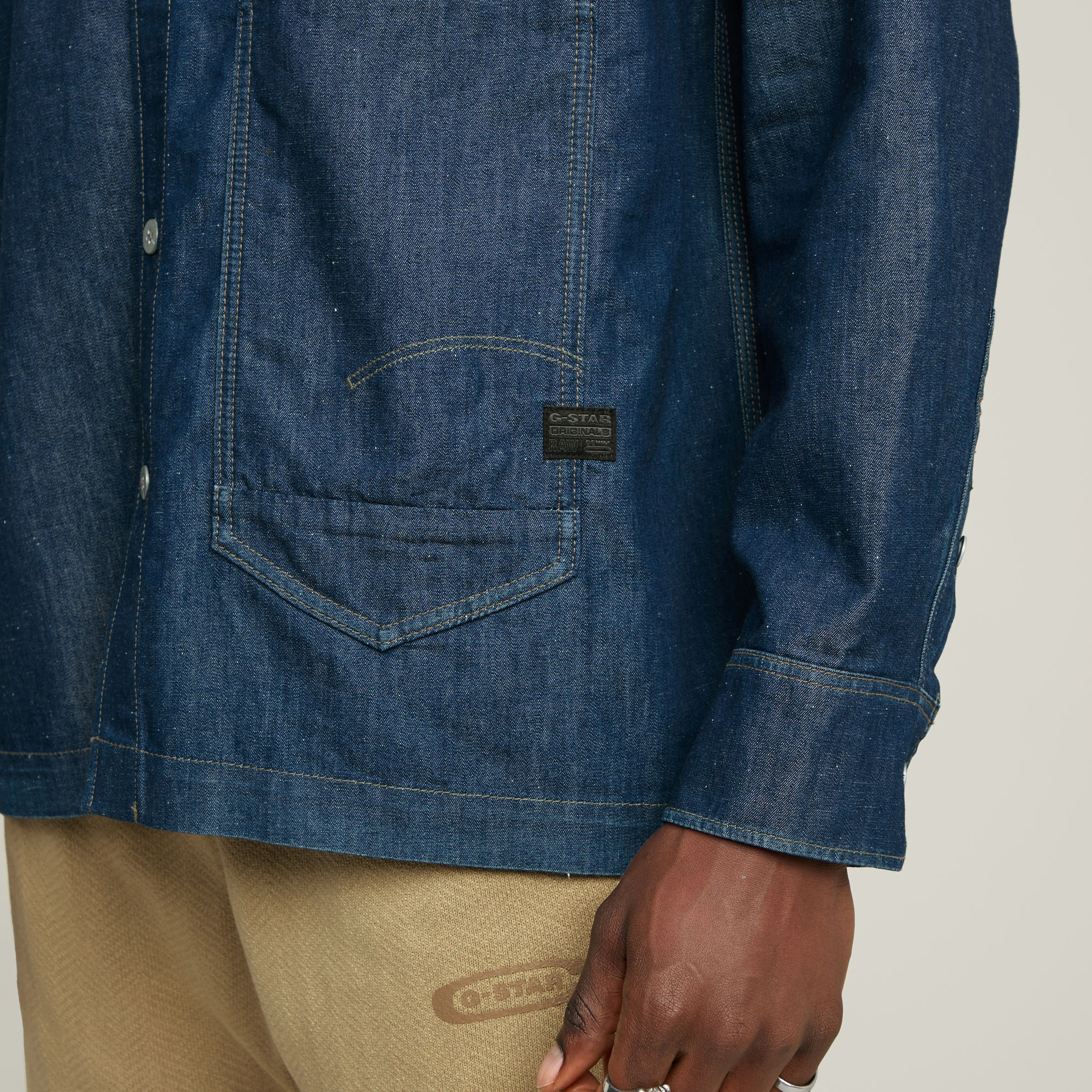 G-Star RAW Long Pocket Boxy Fit Shirt Donkerblauw Heren