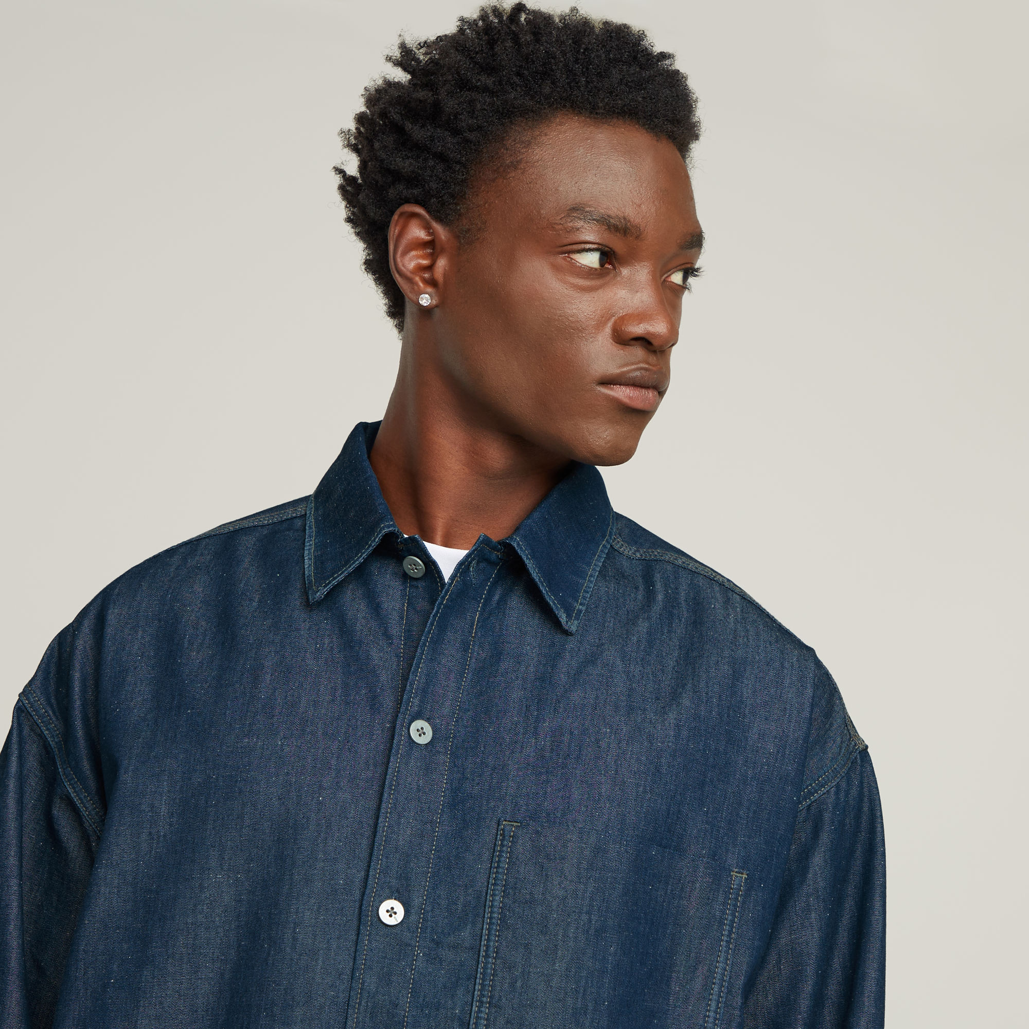 G-Star RAW Long Pocket Boxy Fit Shirt Donkerblauw Heren