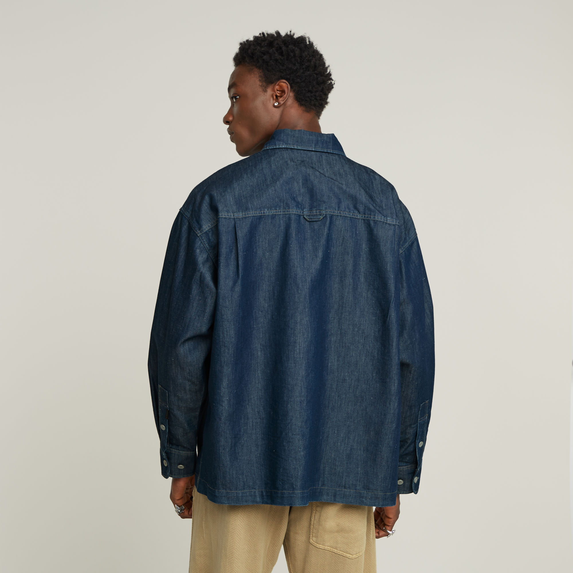 G-Star RAW Long Pocket Boxy Fit Shirt Donkerblauw Heren