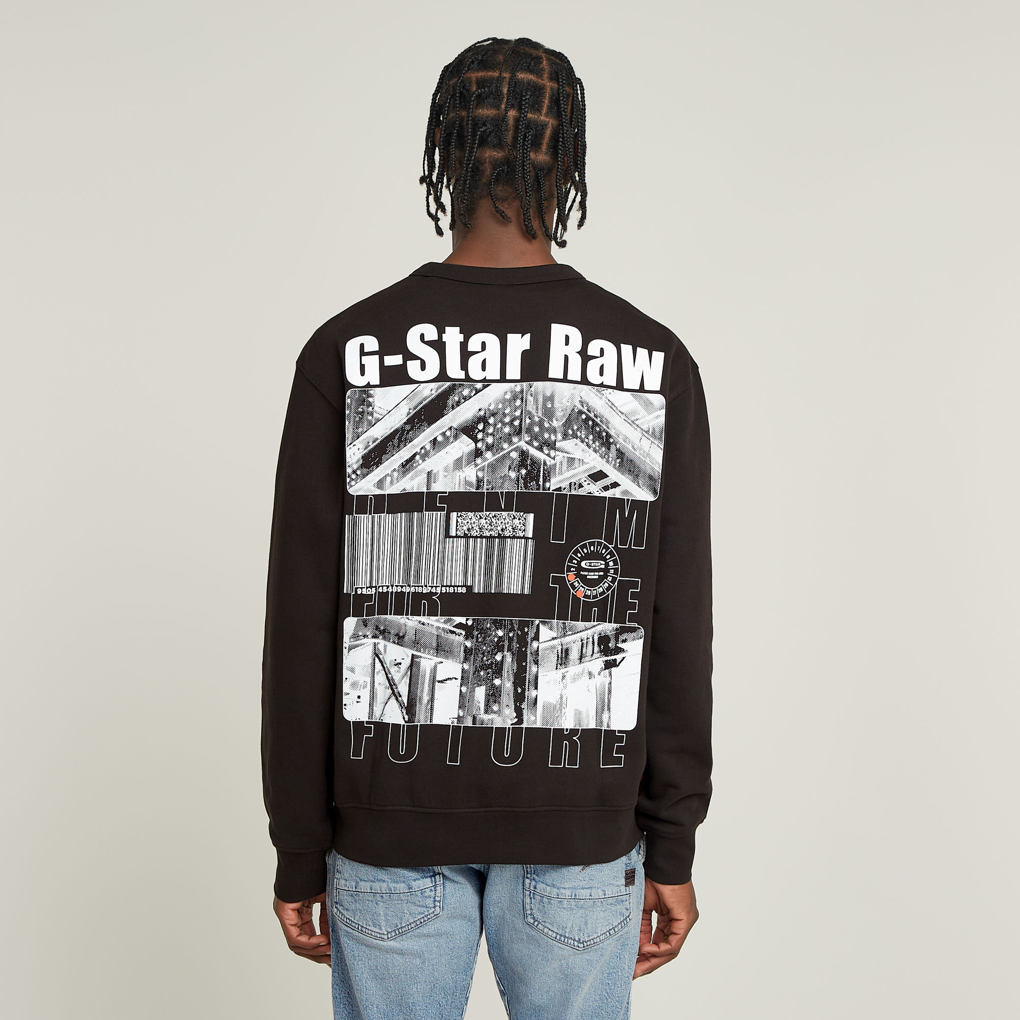 G-Star RAW Substance Back Graphic Relaxed Sweater Zwart Heren