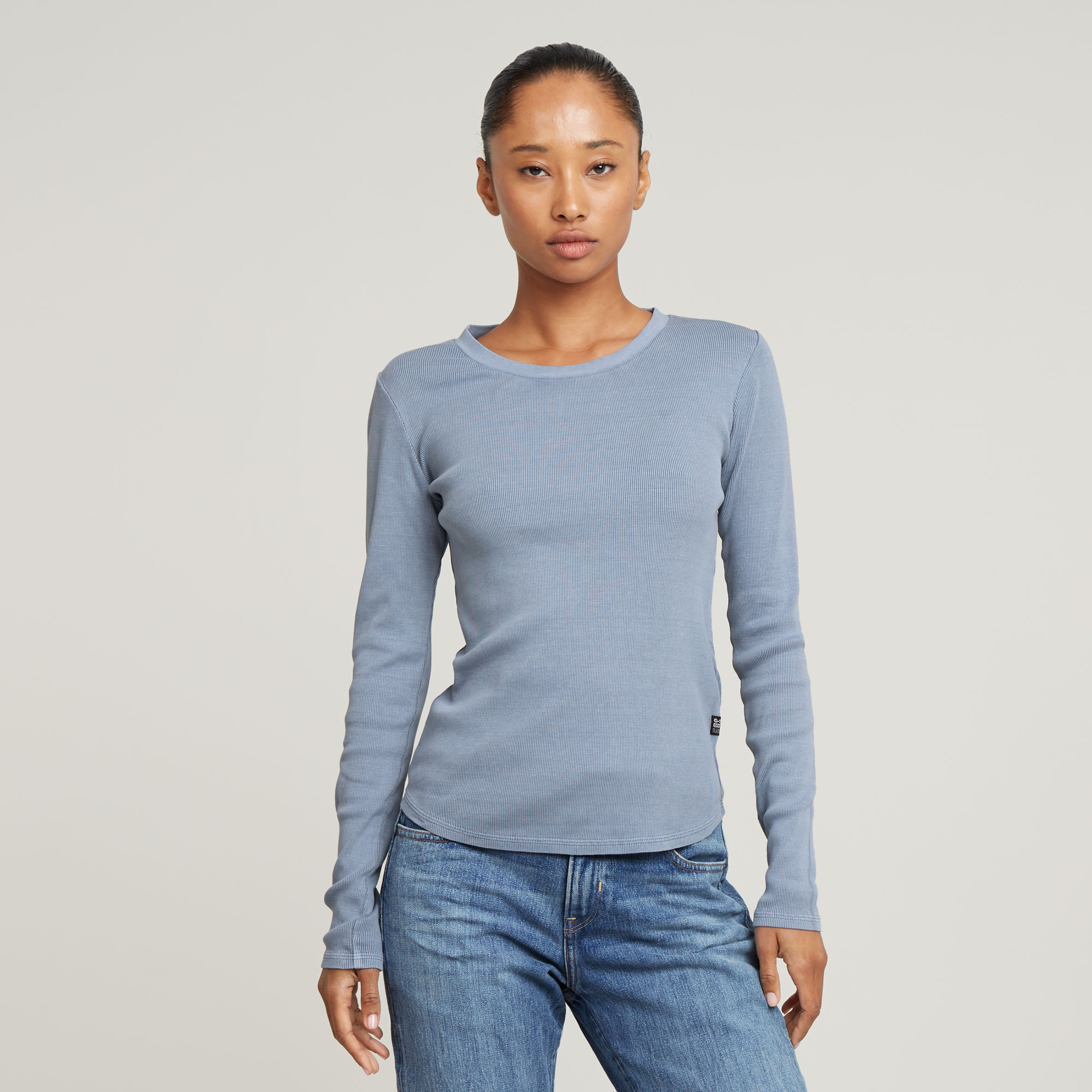 Overdyed Slim Top - Hellblau - Damen