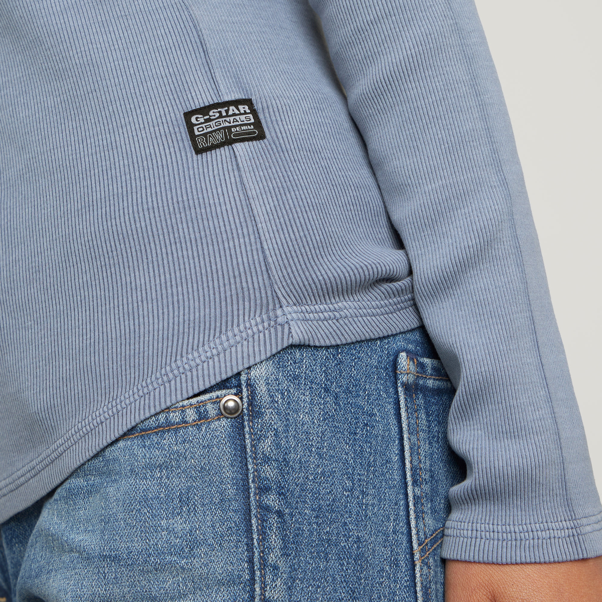 G-Star RAW Overdyed Slim Top Lichtblauw Dames