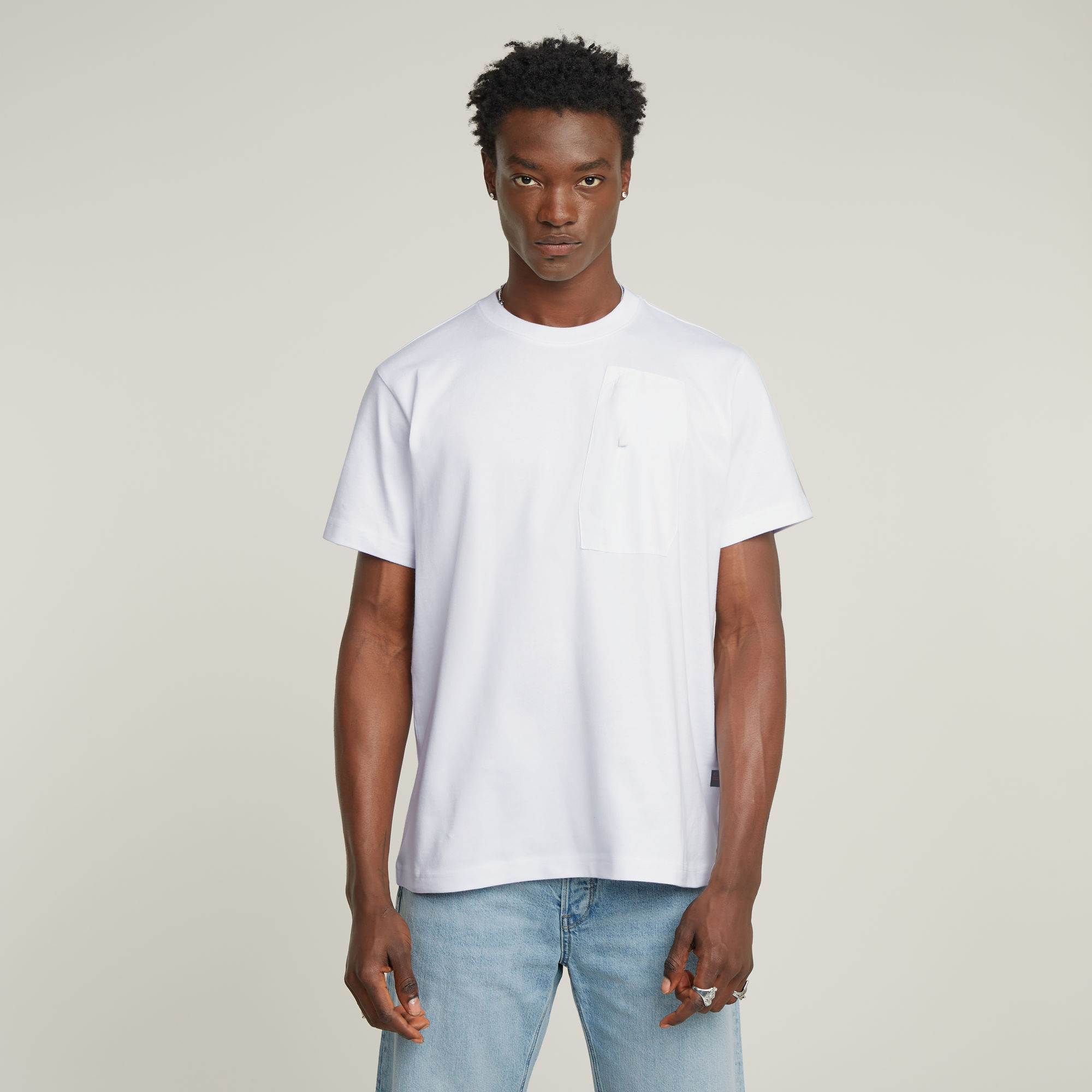 

Outdoor Woven Pocket Loose T-Shirt - White - Men