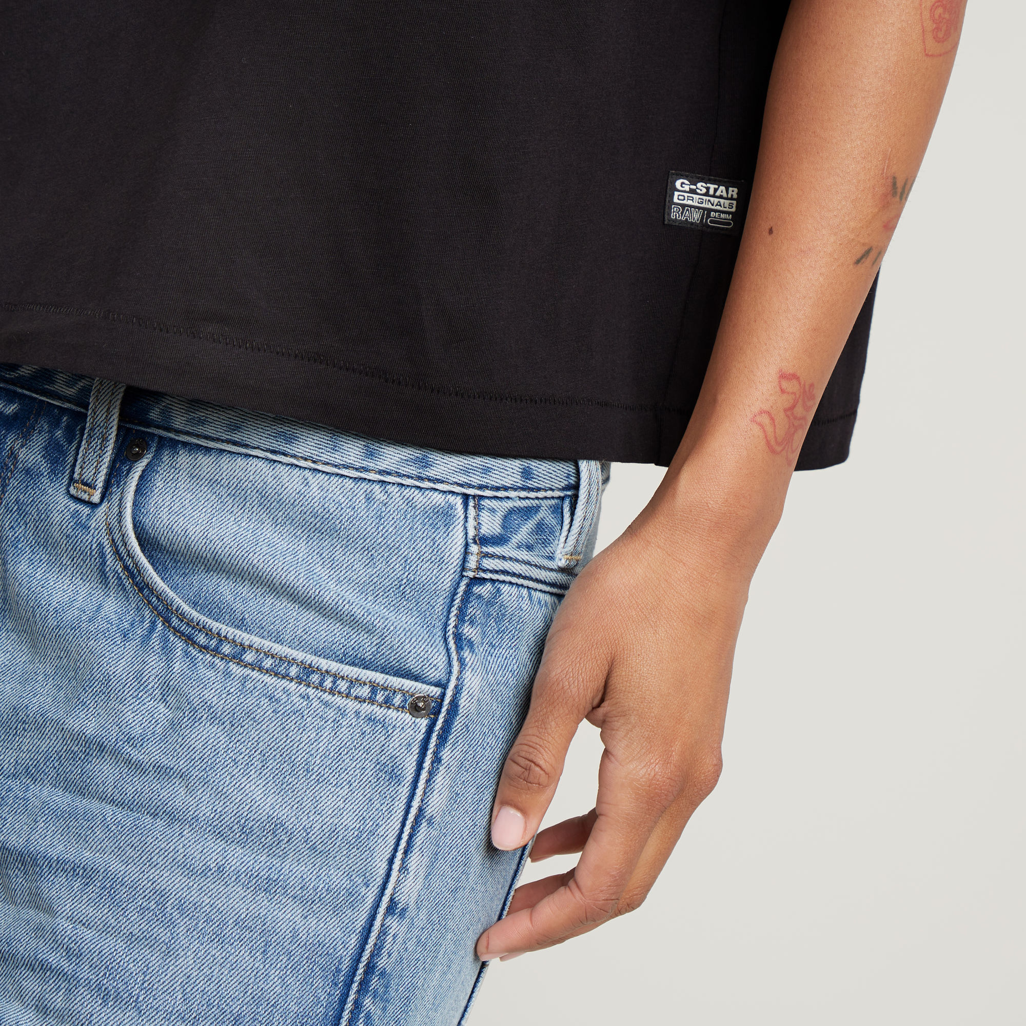 G-Star RAW Horizontal Seam Loose Top Zwart Dames