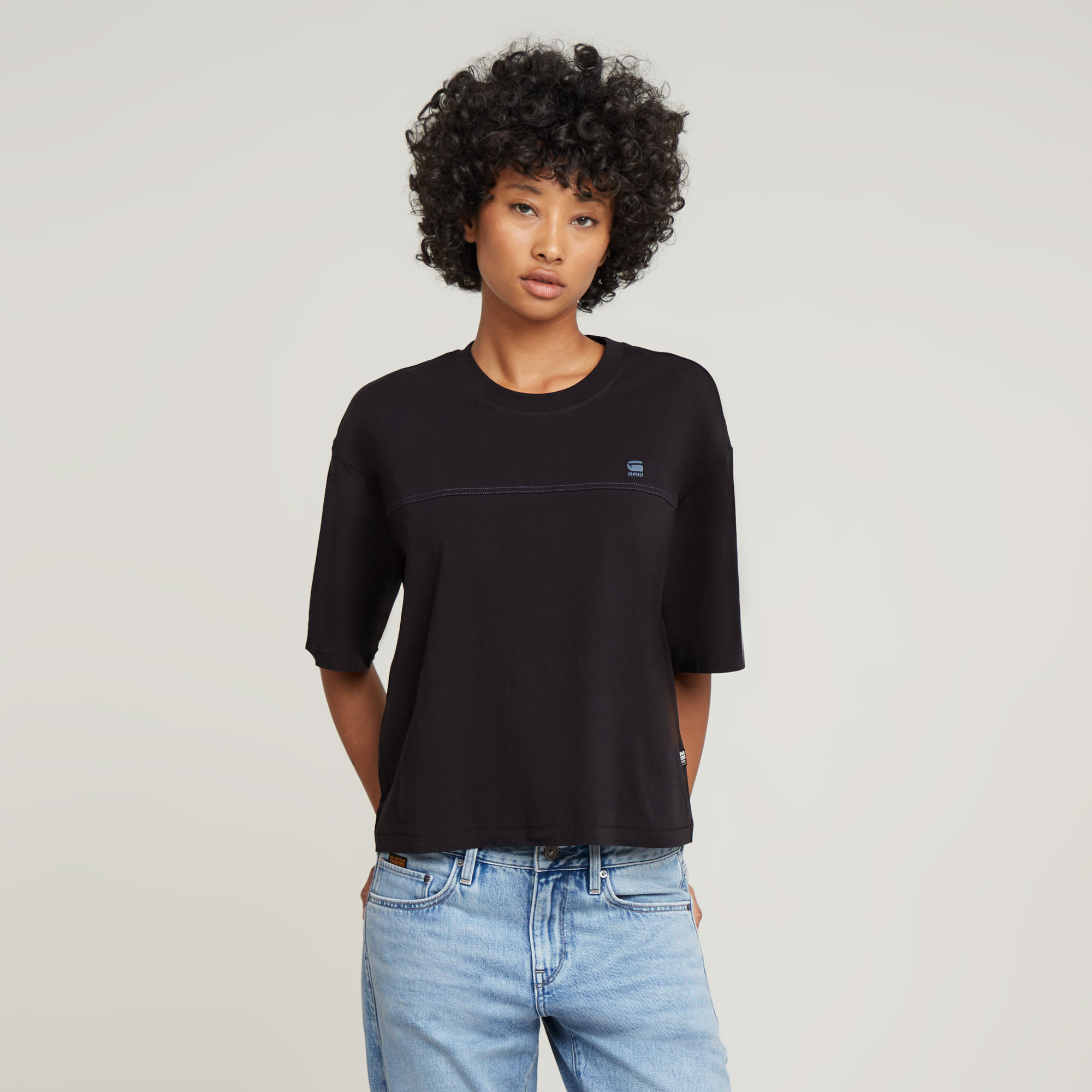 

Horizontal Seam Loose Top - Black - Women